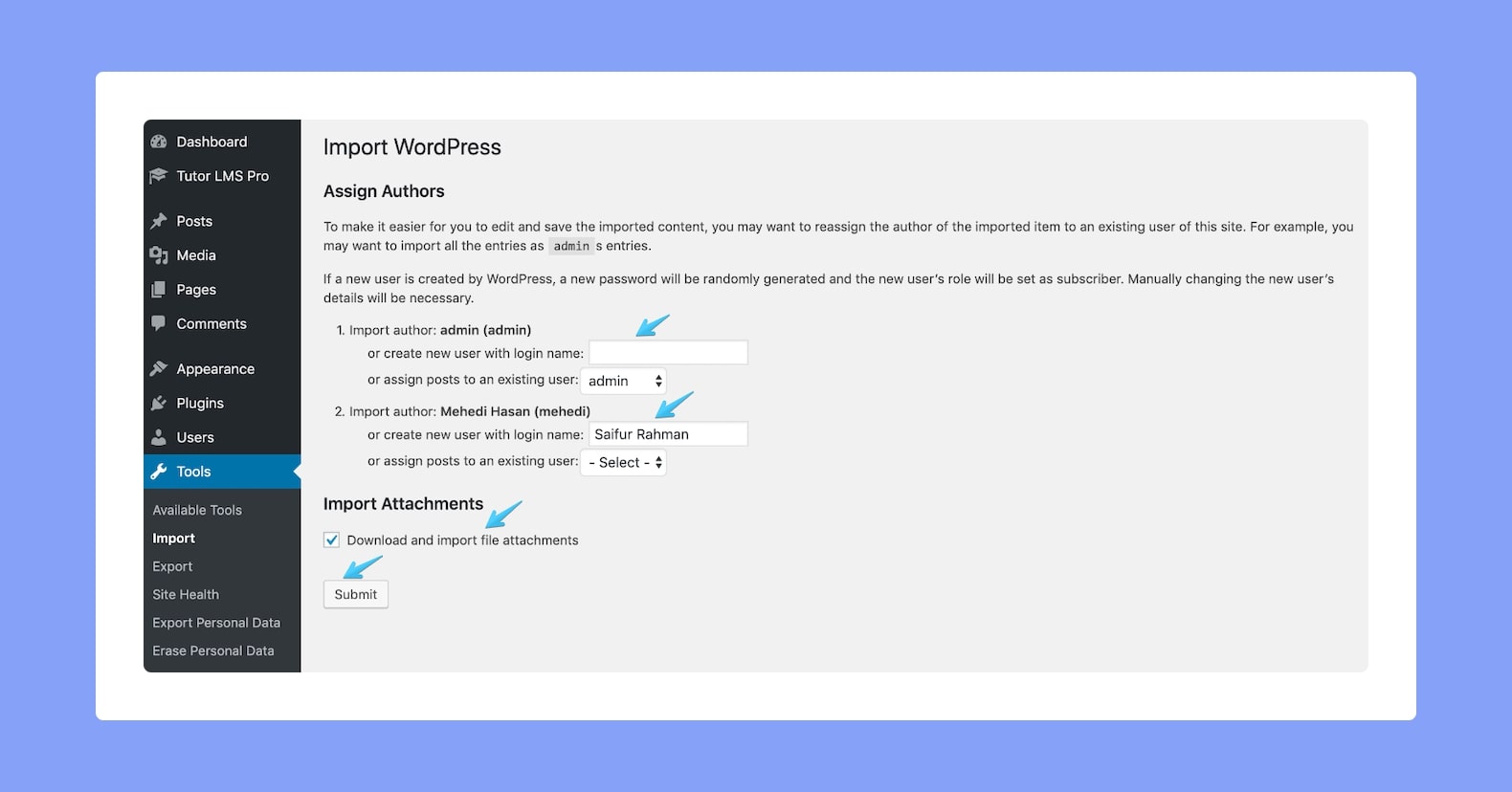 tutorlms-import-demo-data