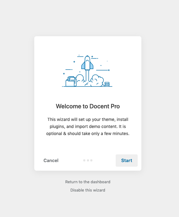 Docent Pro theme setup wizard