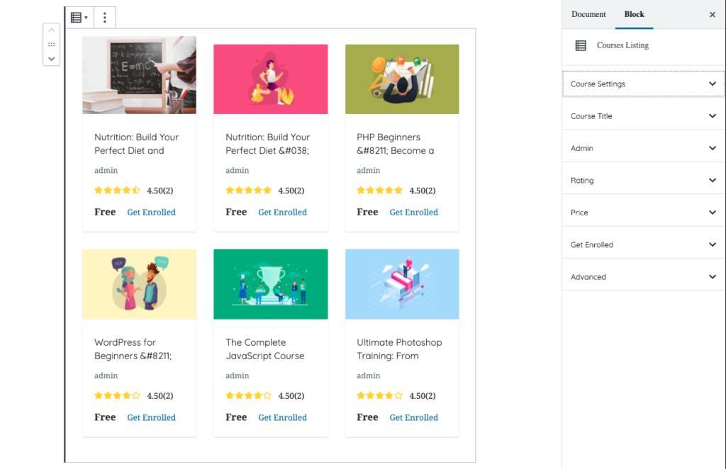 edumax category listing block