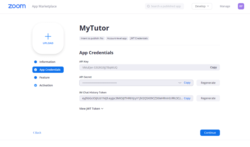 Tutor LMS Zoom App Credentials