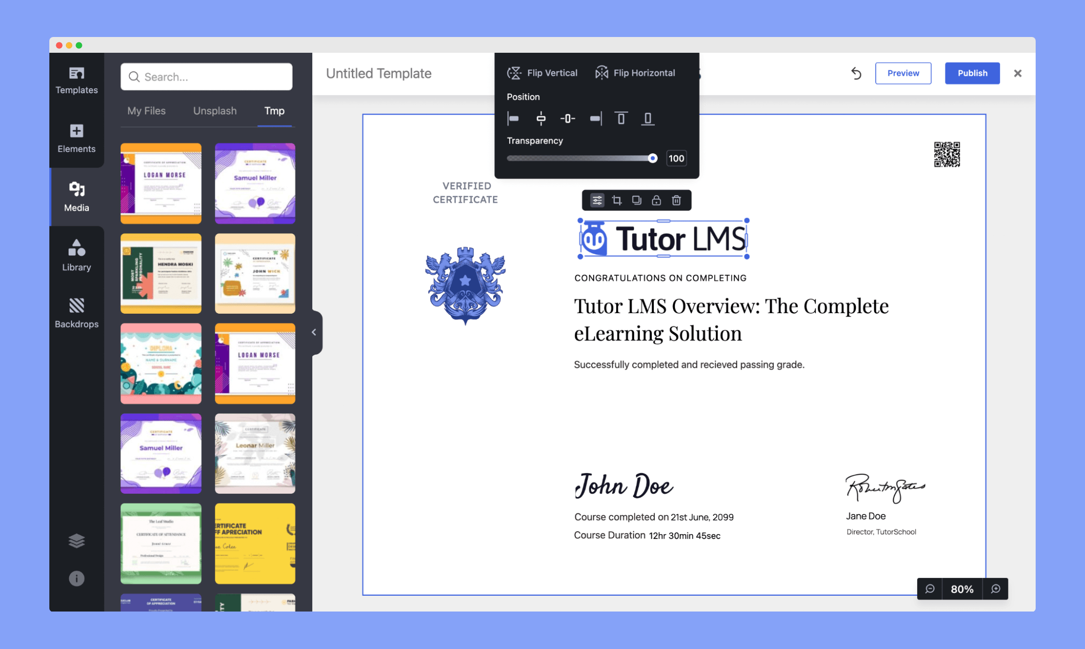 Add media to Tutor LMS certificates