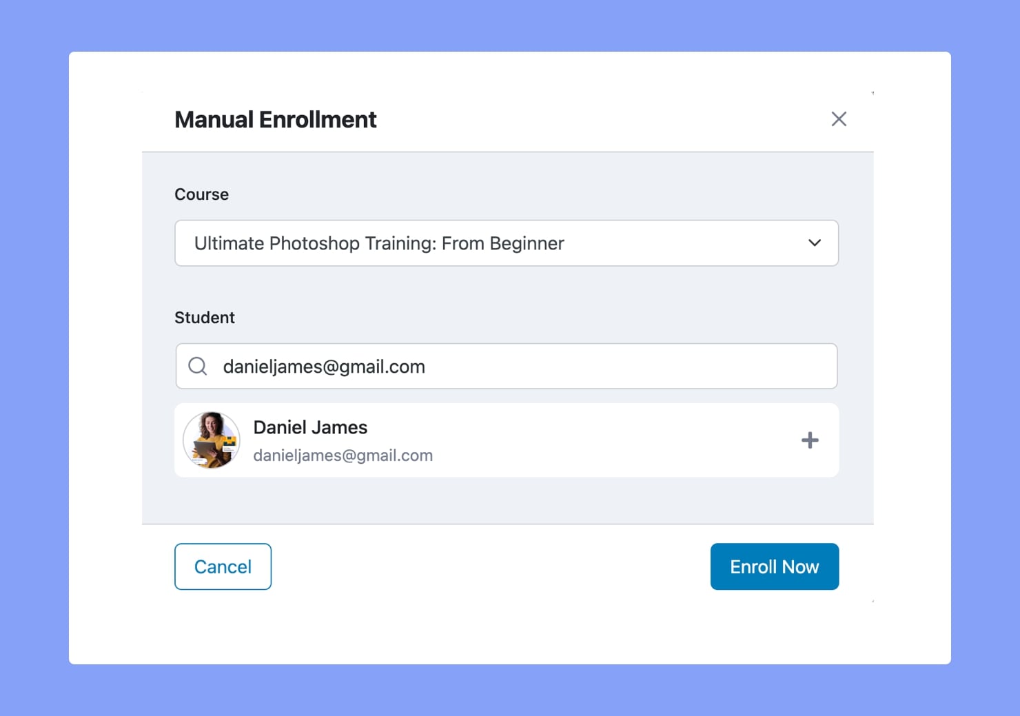 Manual Enrollment - Students Searchable by Email Address
