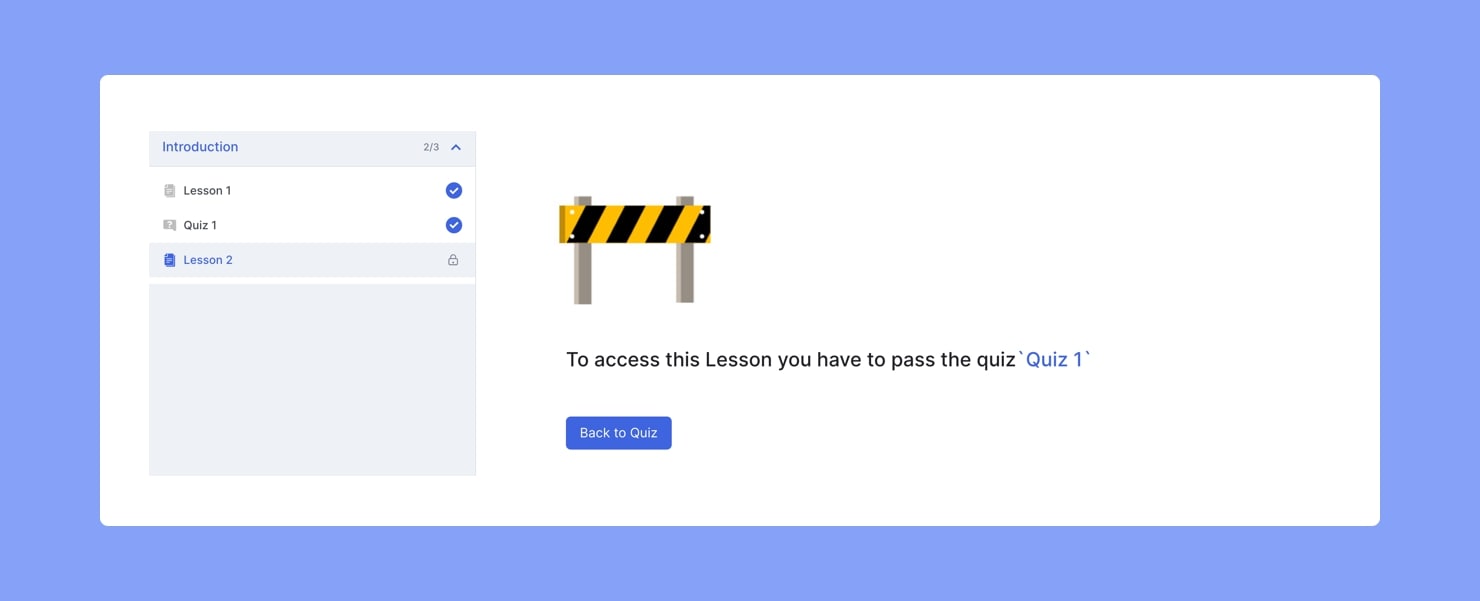 Tutor LMS Passing Is Required To Access Next Lesson.