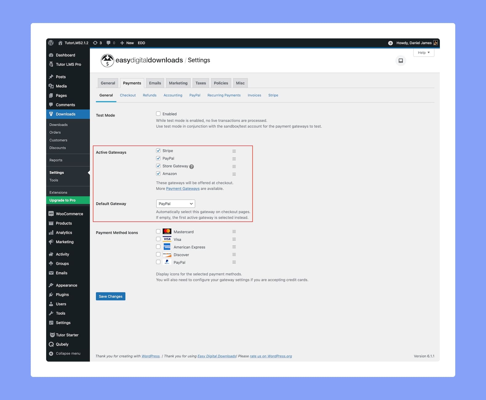 Tutor LMS Easy Digital Downloads - Setting Up the Payment Gateway