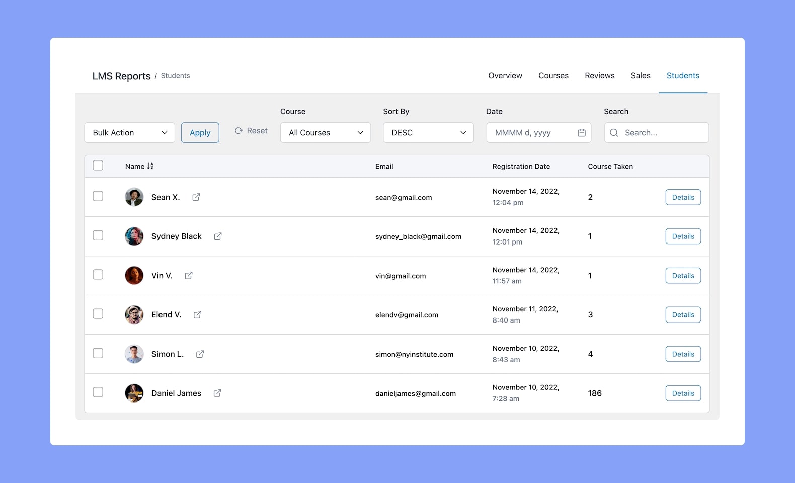 Tutor LMS Reports - Students