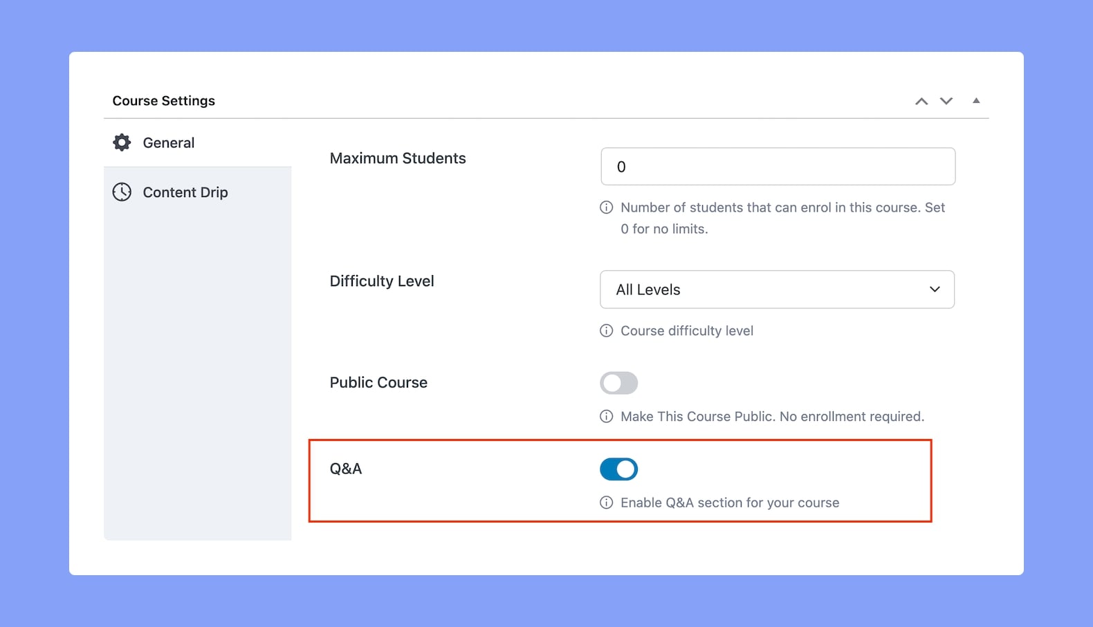 Tutor LMS Course Creation - Enable Q&A