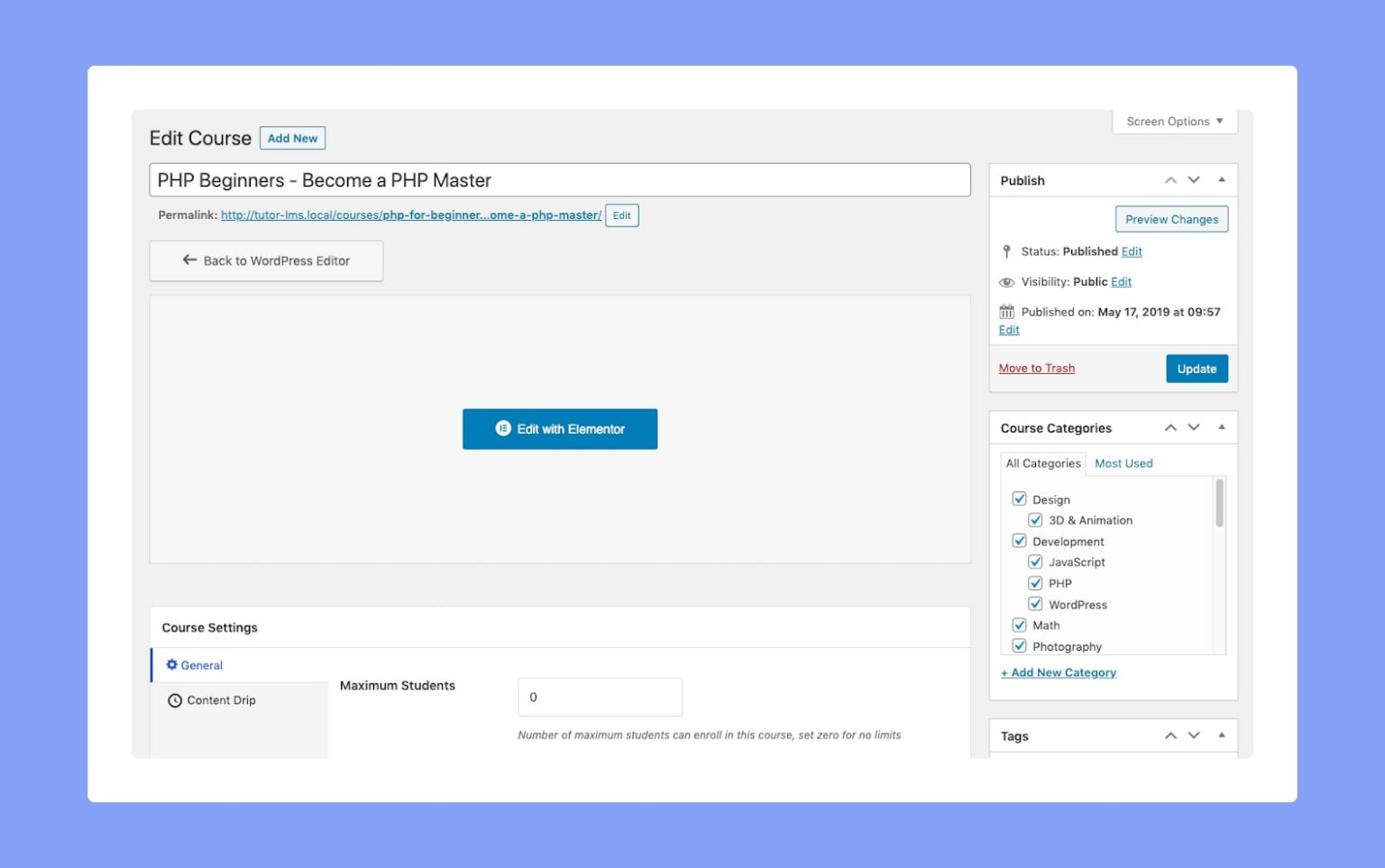 Documention | Elementor Templates for Tutor LMS Single Course Page