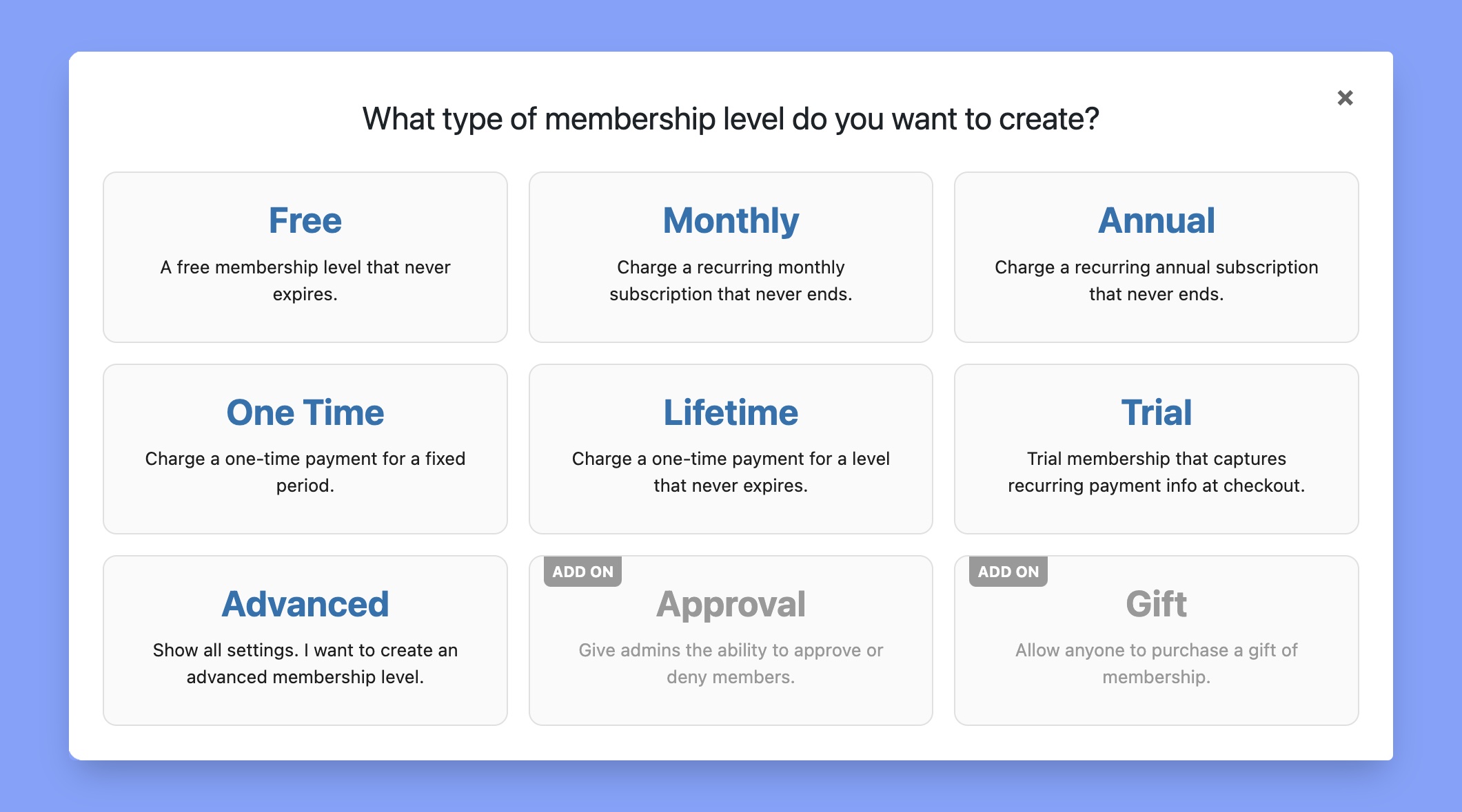 Membership levels of Paid Memberships Pro