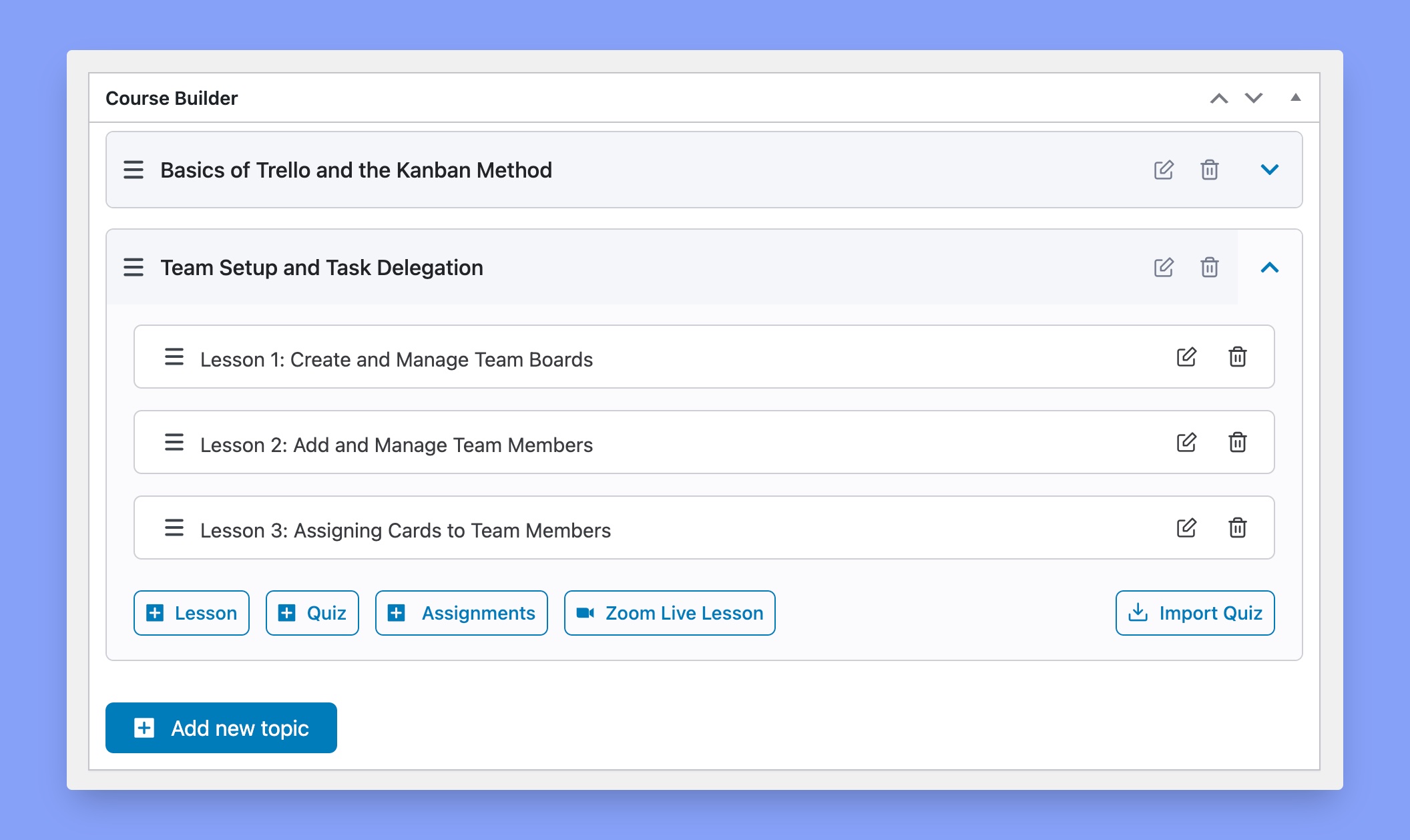 Backend course builder of Tutor LMS