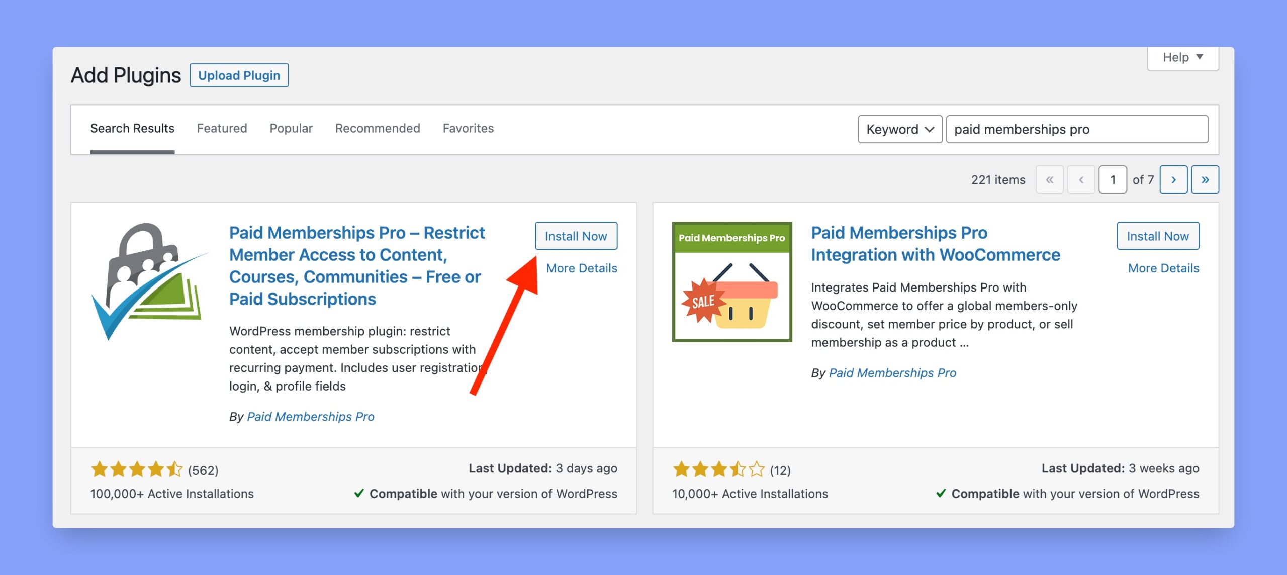 Install Paid Membership Pro from WordPress plugin directory