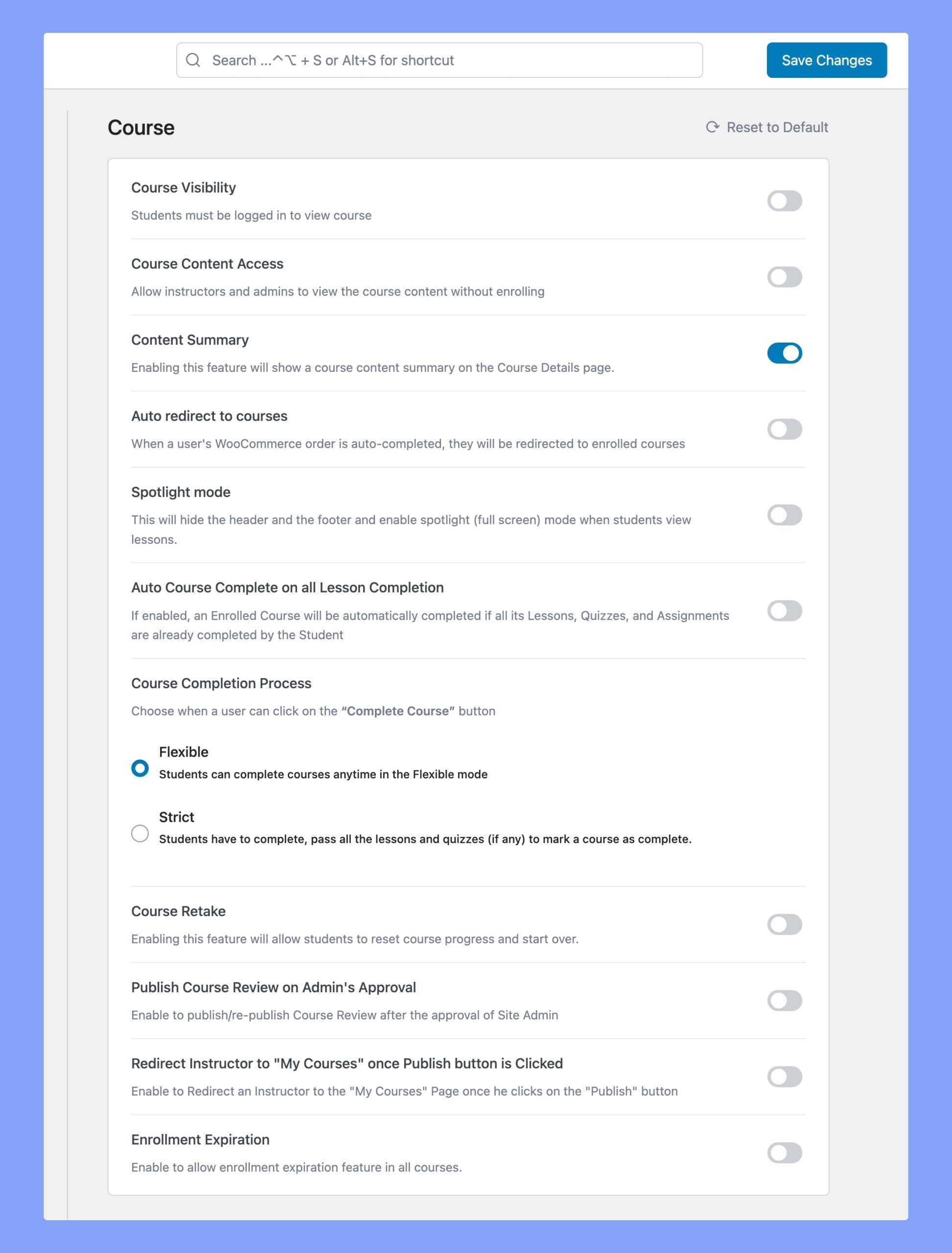 Tutor LMS course settings