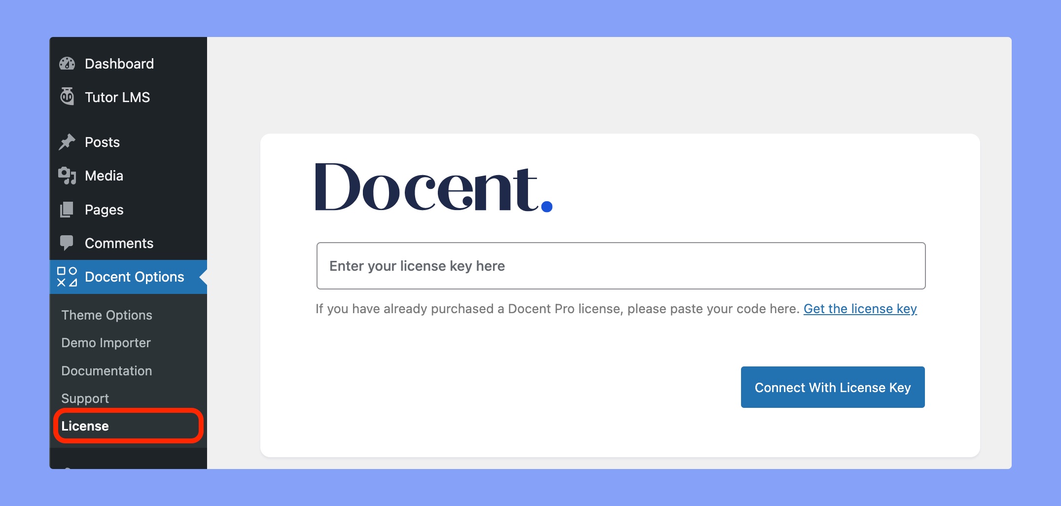 Docent license page