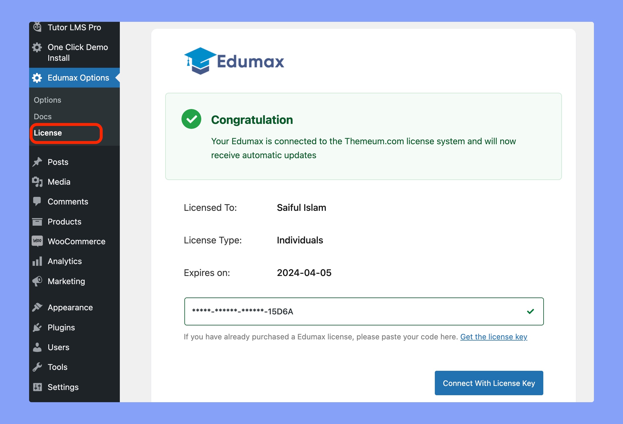 Activate Edumax license