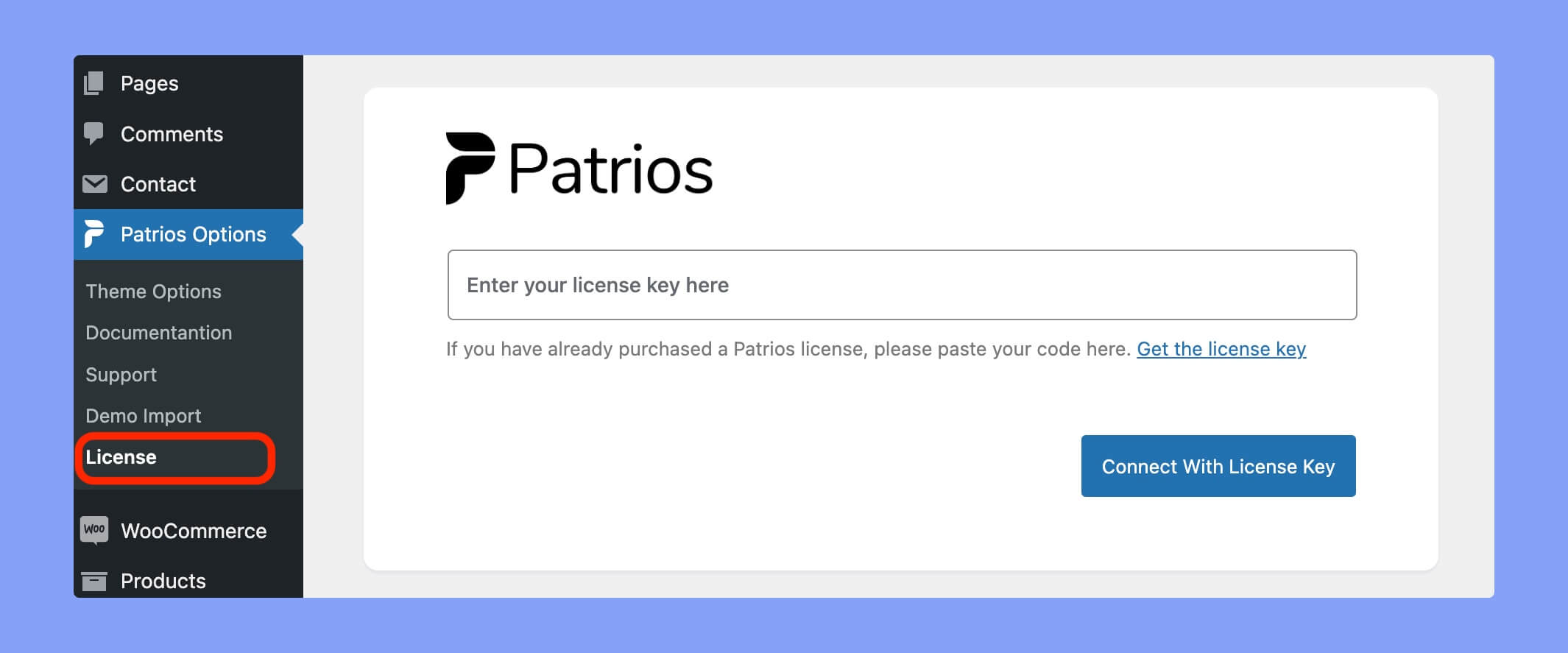 Patrios license page