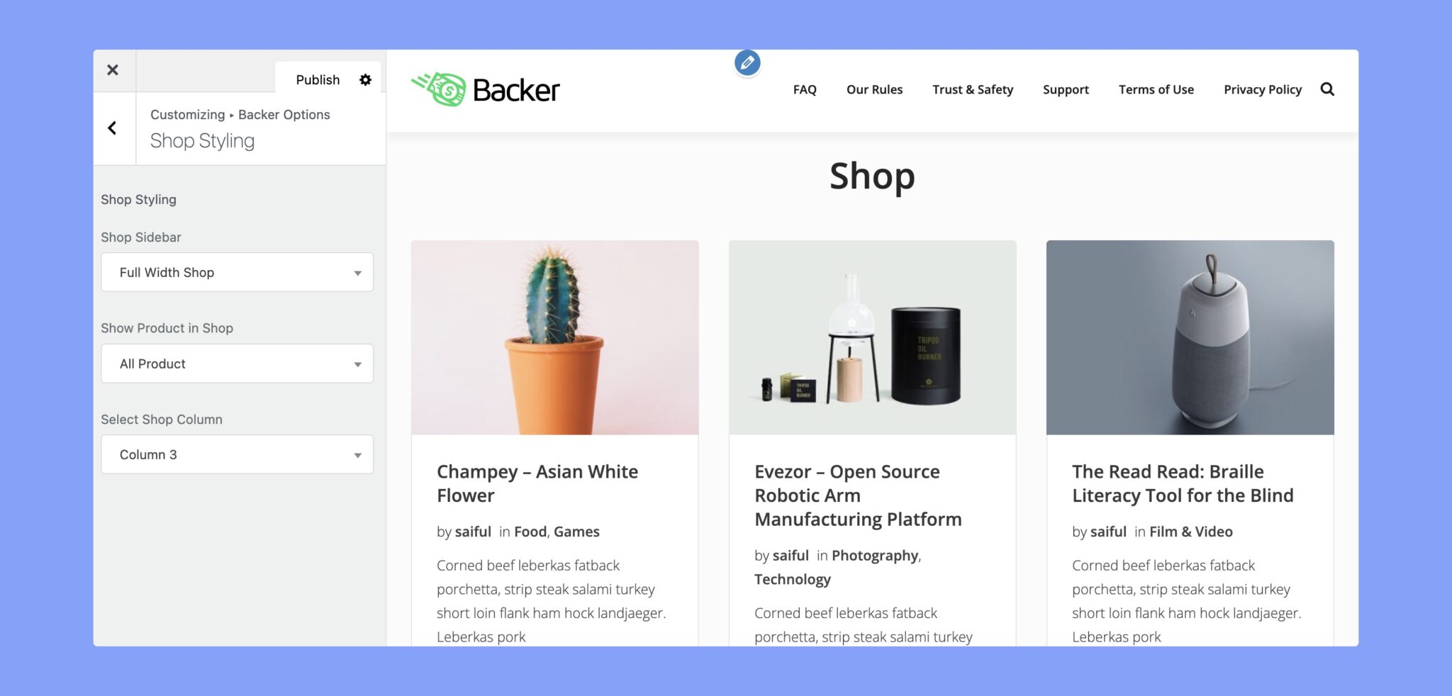 Documention | Customization Options