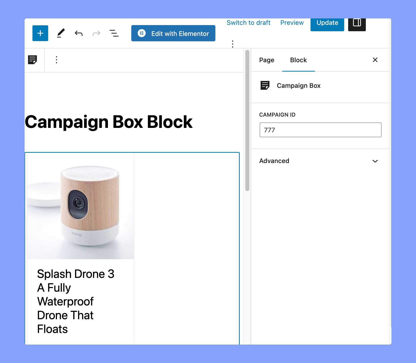 Campaign Box Block of WP Crowdfunding