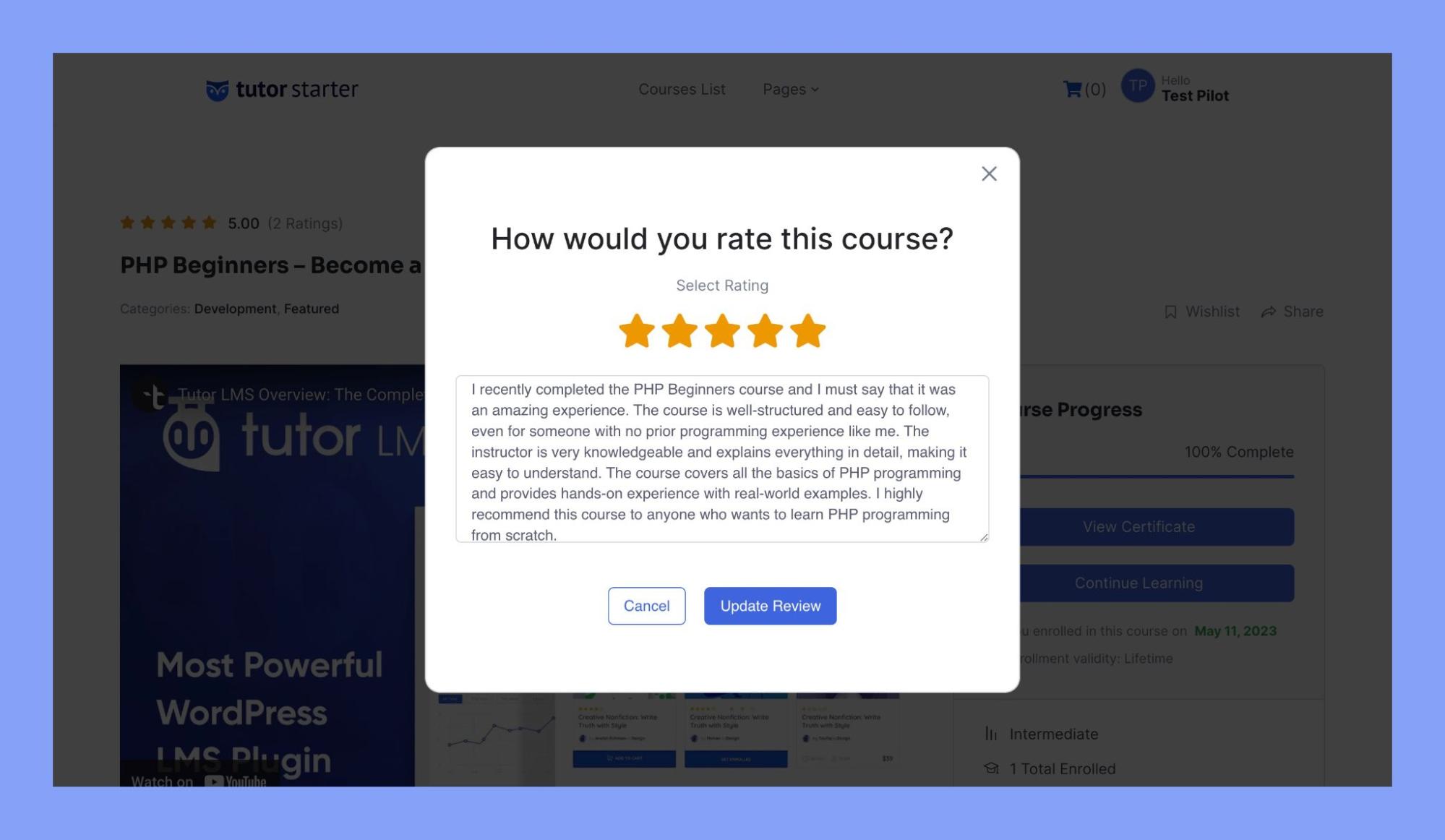 Providing course review