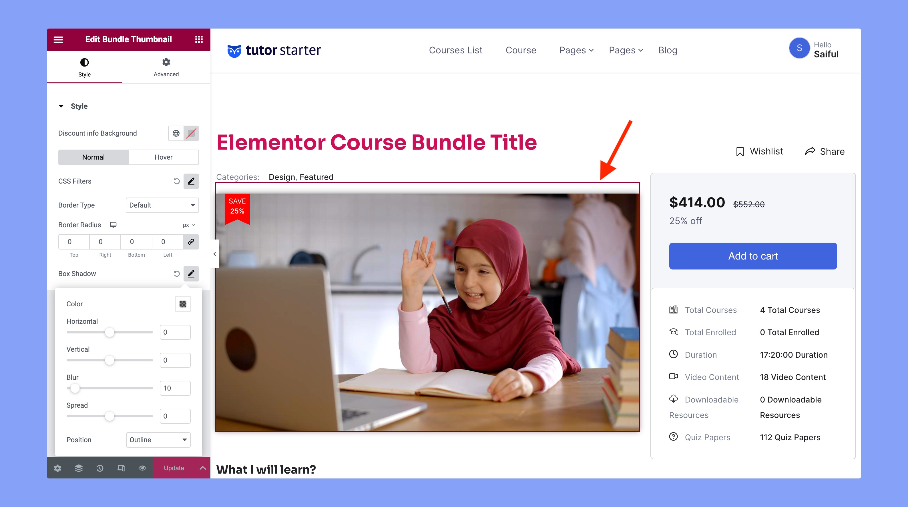 Tutor LMS elemtor widget bundle thumbnail