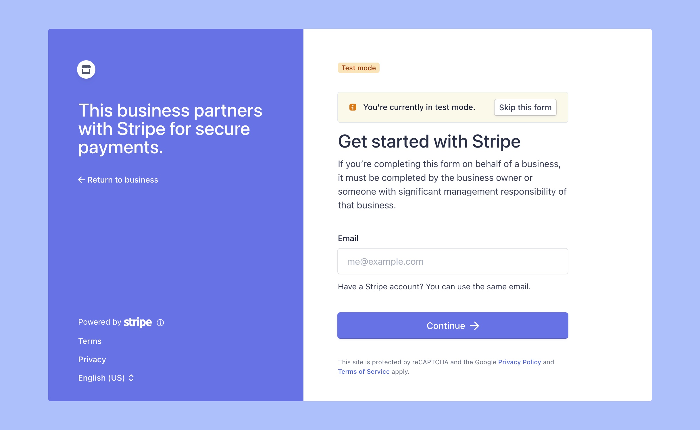 Login to Stripe account