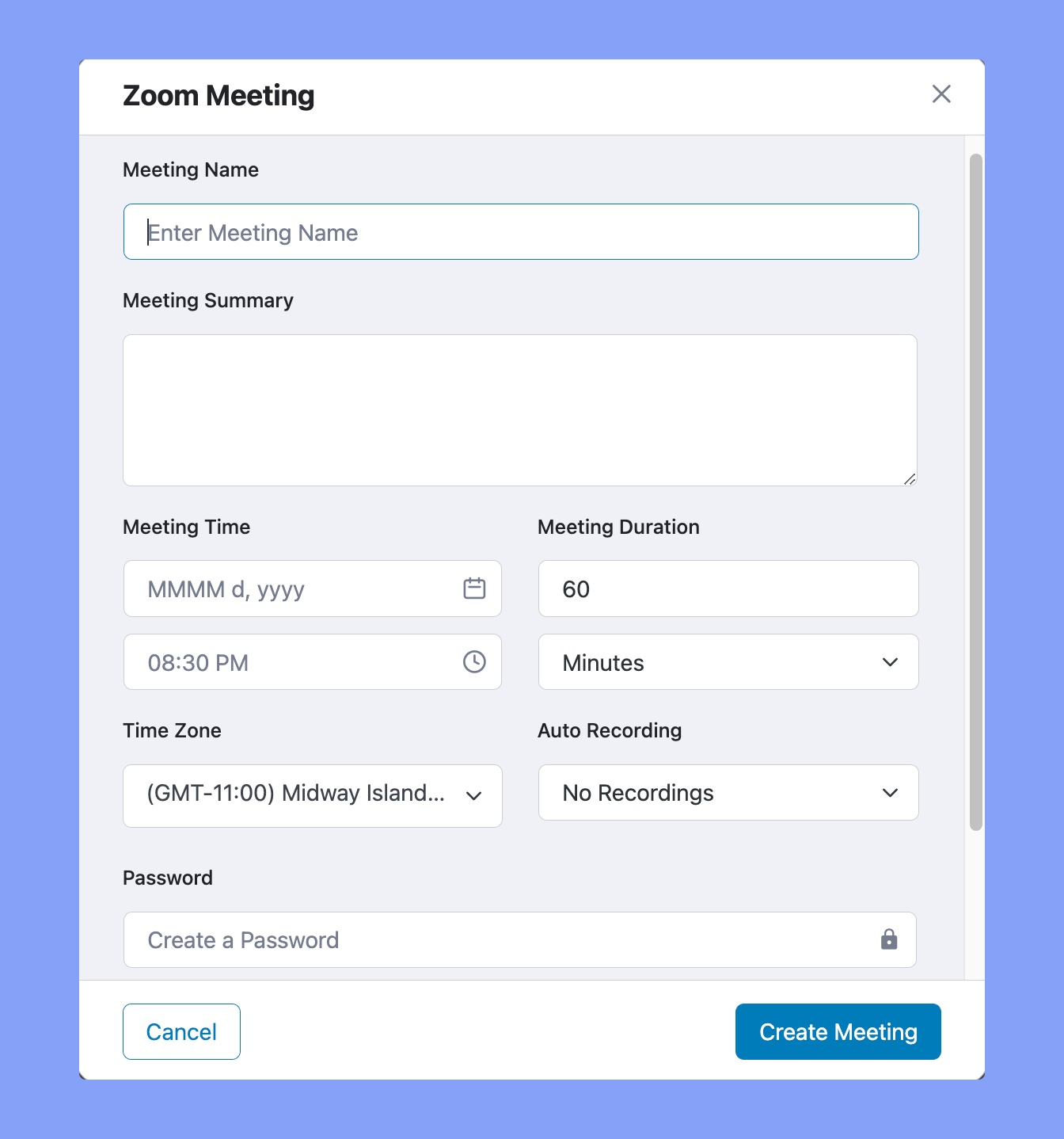 Tutor LMS Zoom meeting account details