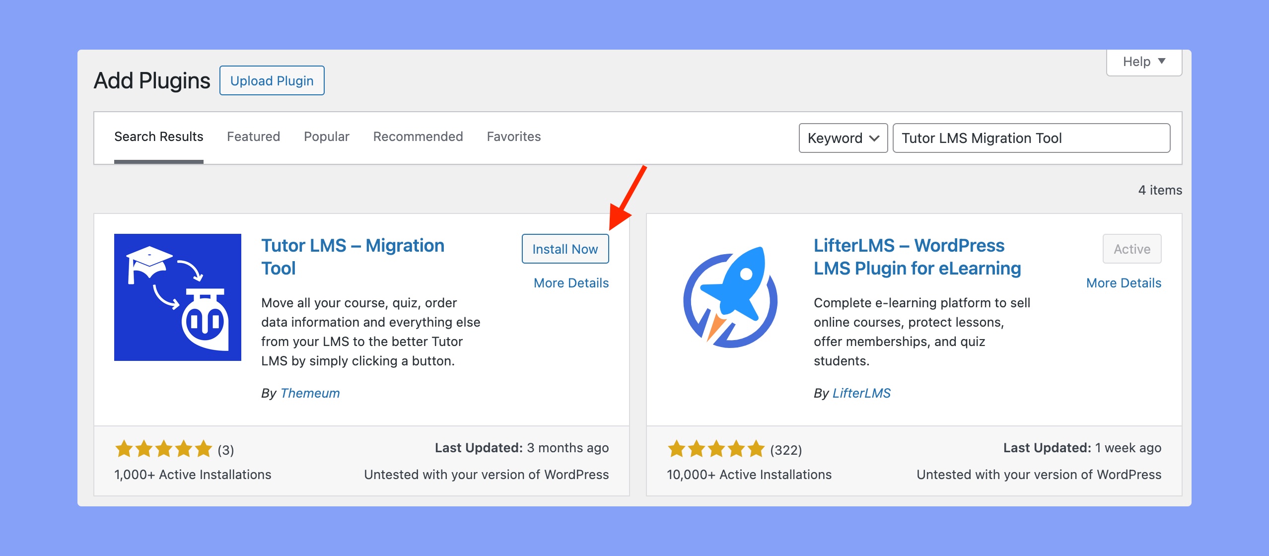 Install Tutor LMS Migration Tool plugin