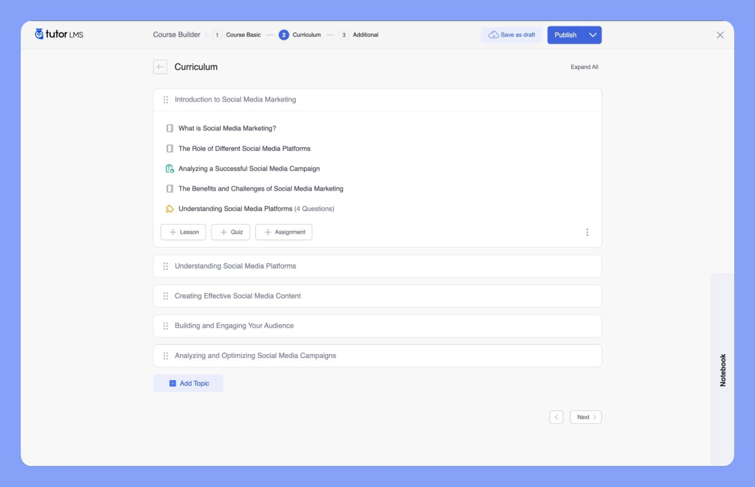 Add Topic Button Documention | Curriculum