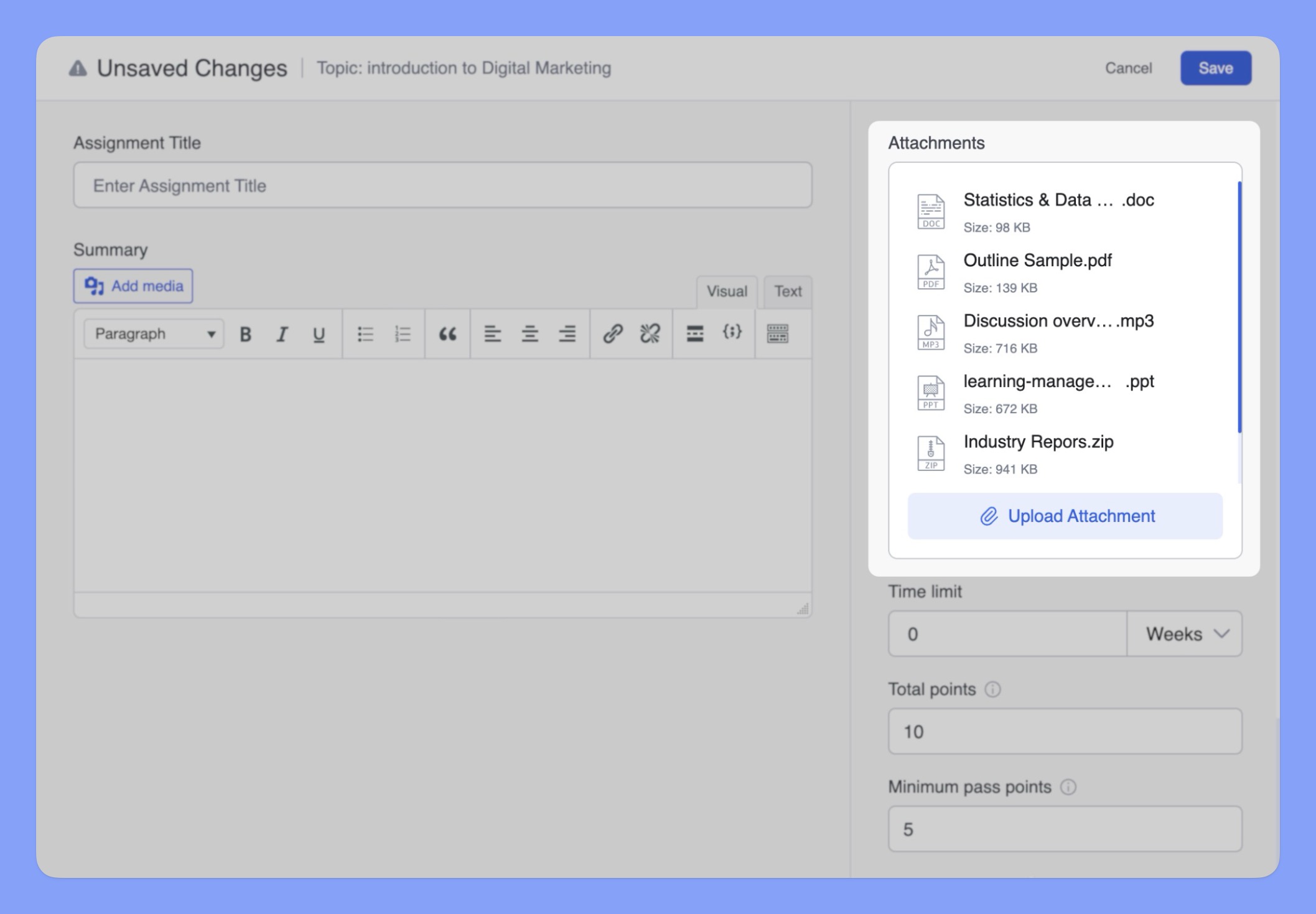 Assignment Attachments