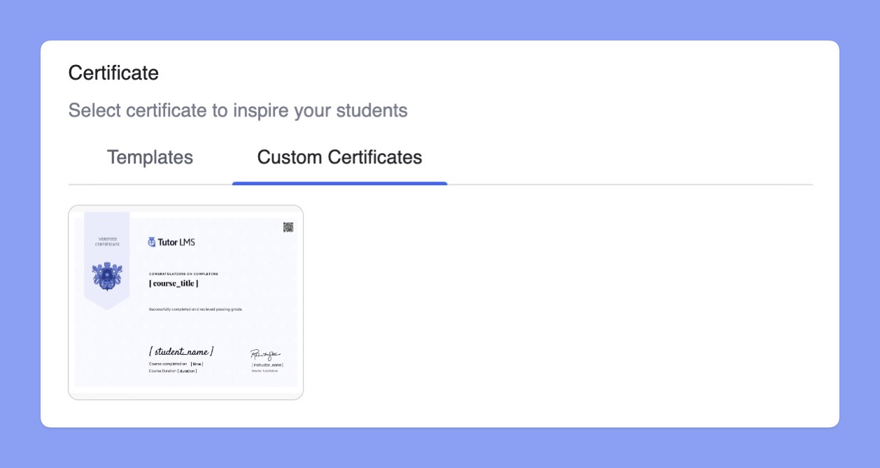 Custom Certificates