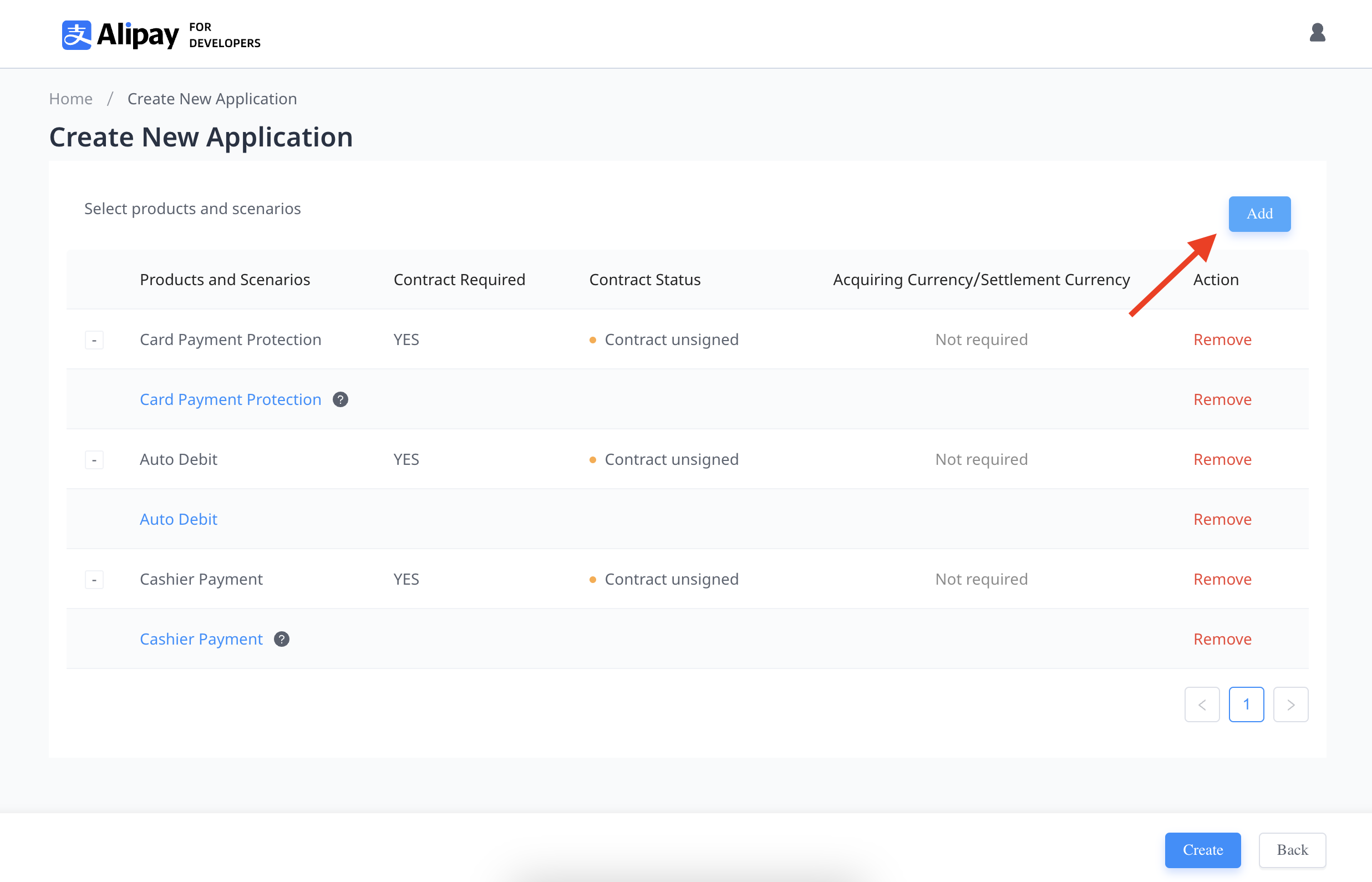 Select products and scenarios