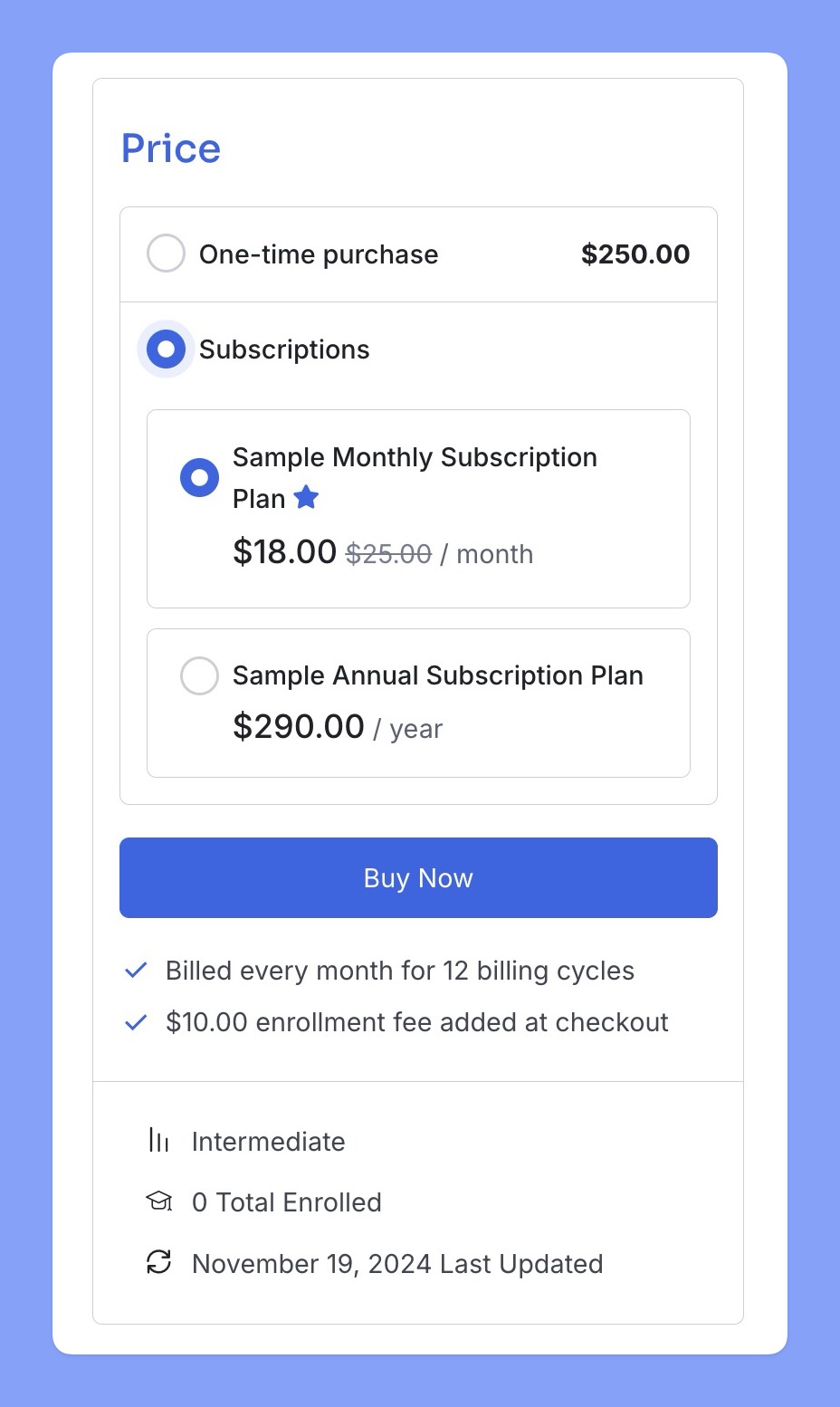 Tutor LMS One Time Purchase Only Option