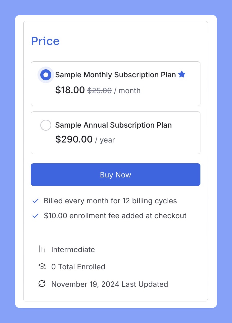 Tutor LMS Subscription Plans