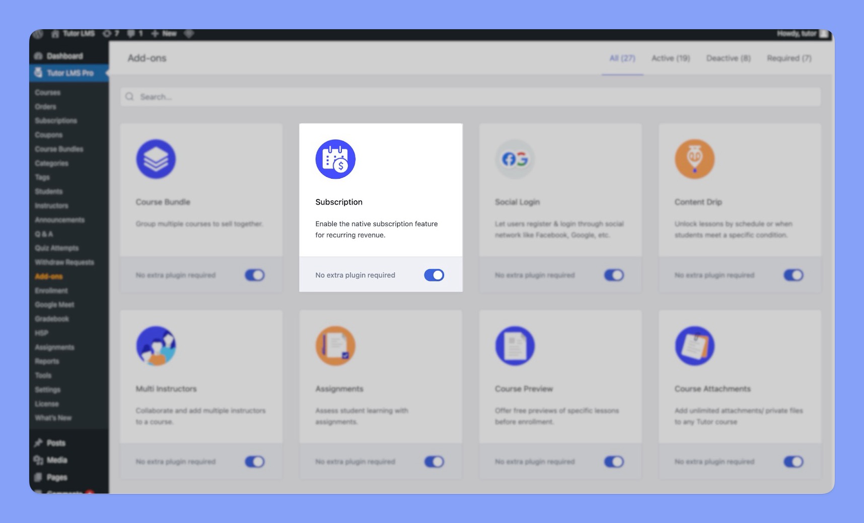Tutor LMS Subscriptions add-on 