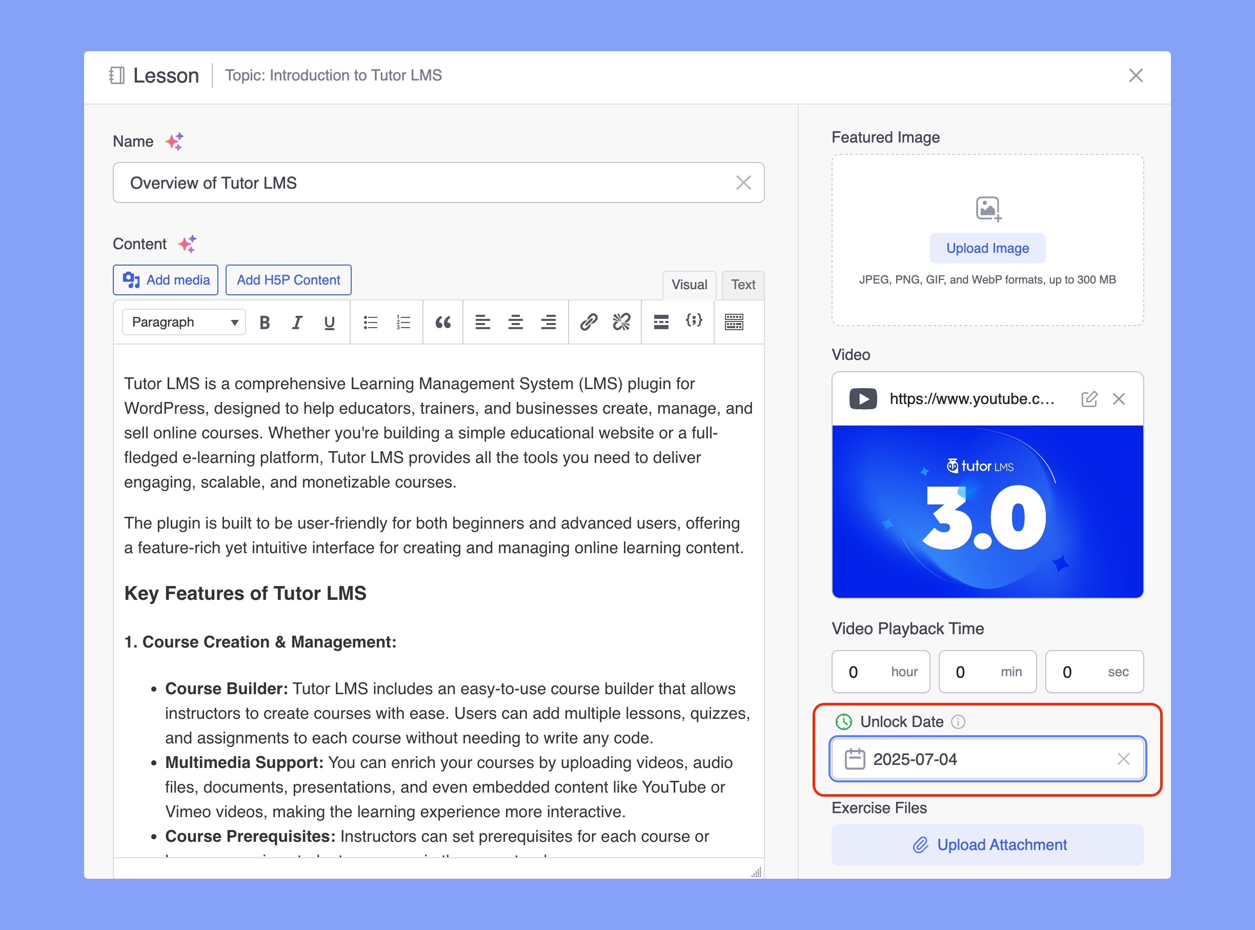 Tutor LMS Content Drip - Schedule Course Contents by Date