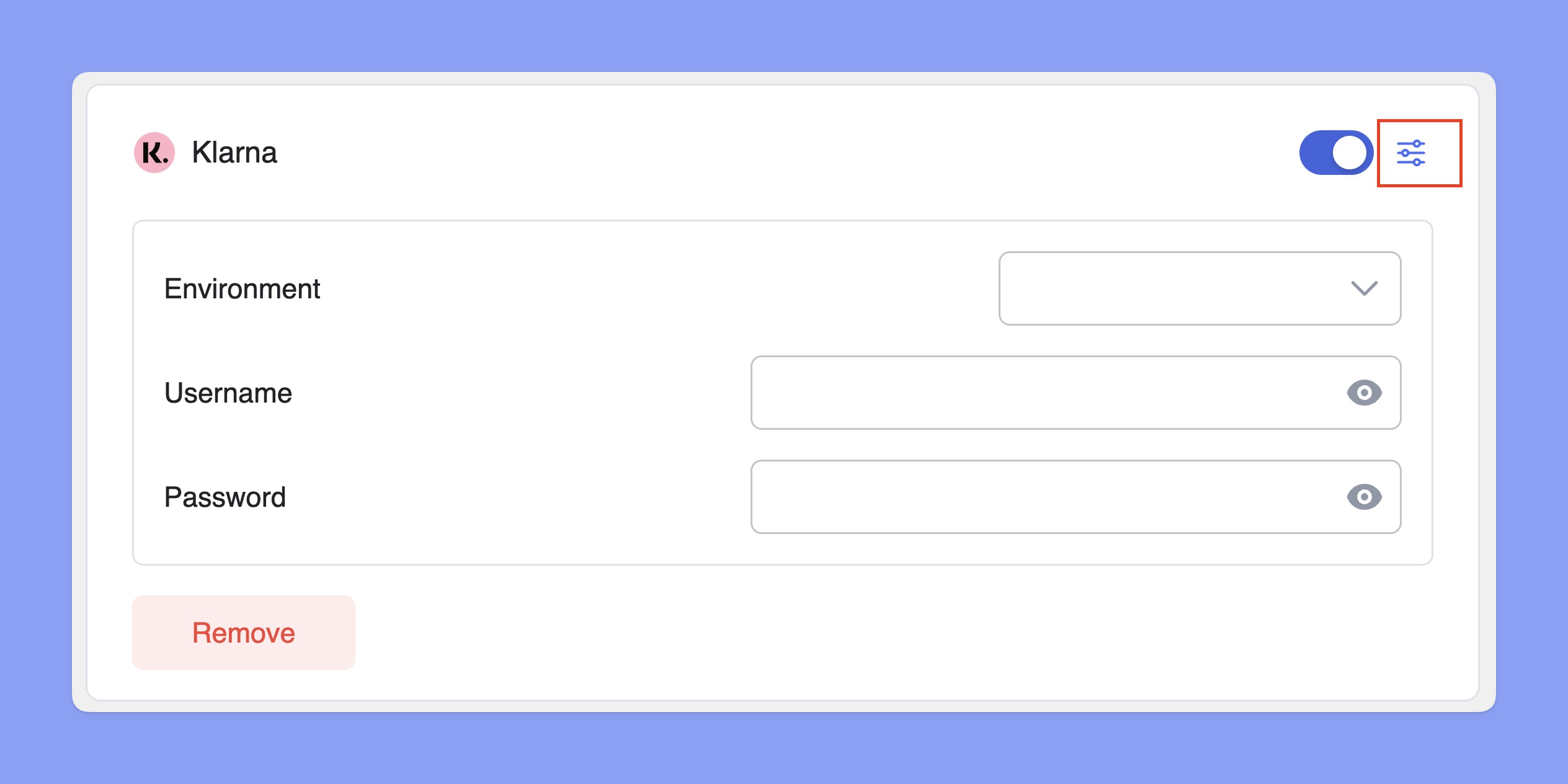 expand Klarna input field