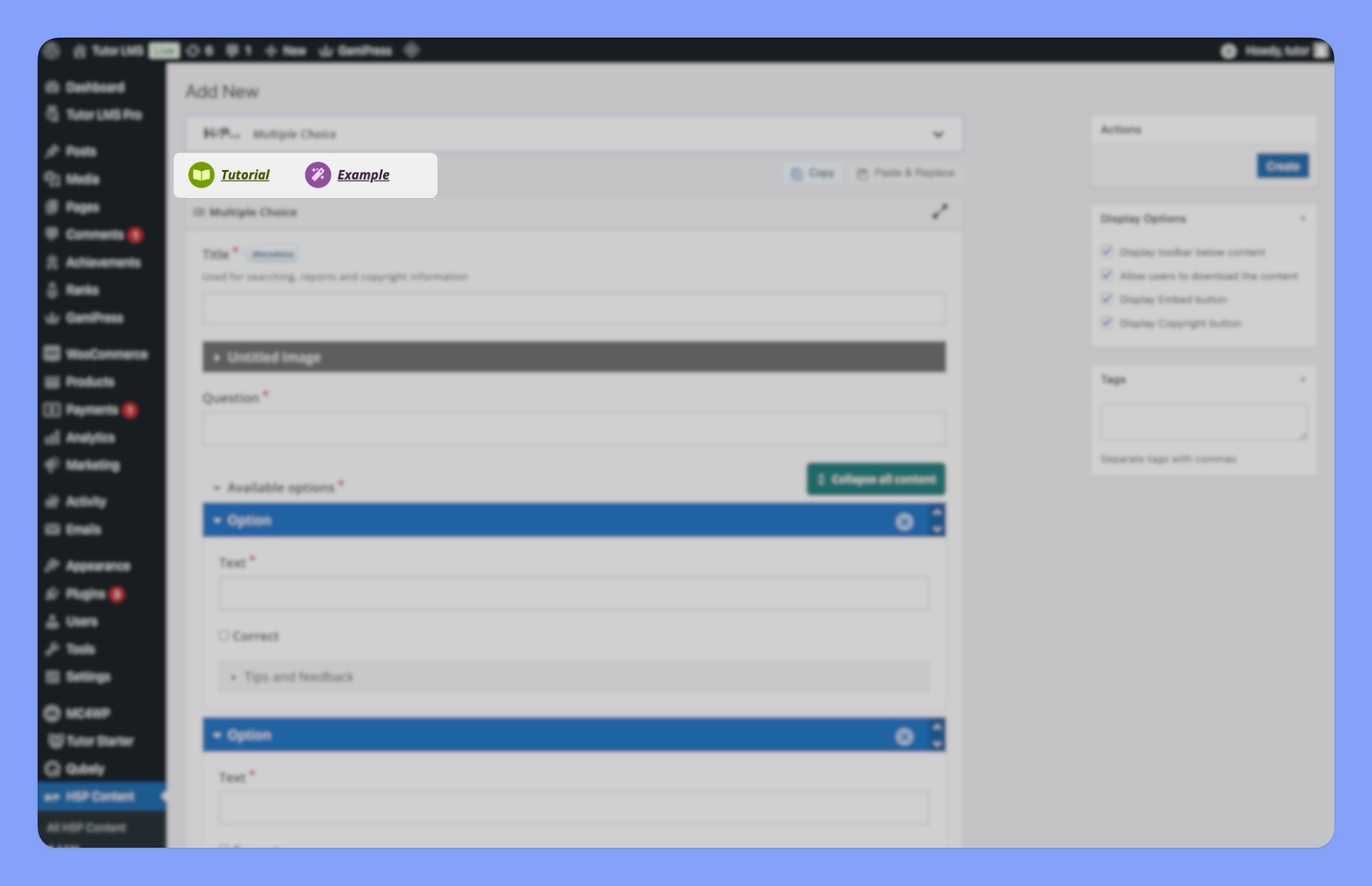 H5P Knowledge base from Tutor LMS