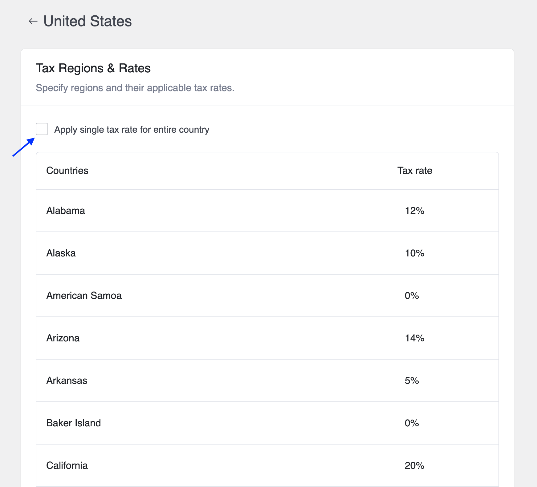 Apply Single Tax Rate For Entire Country