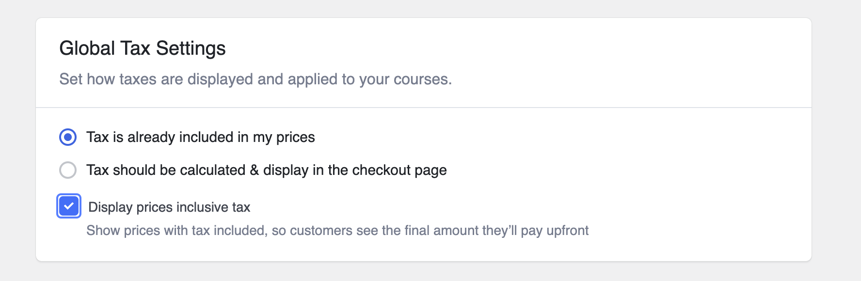 Global Tax Settings