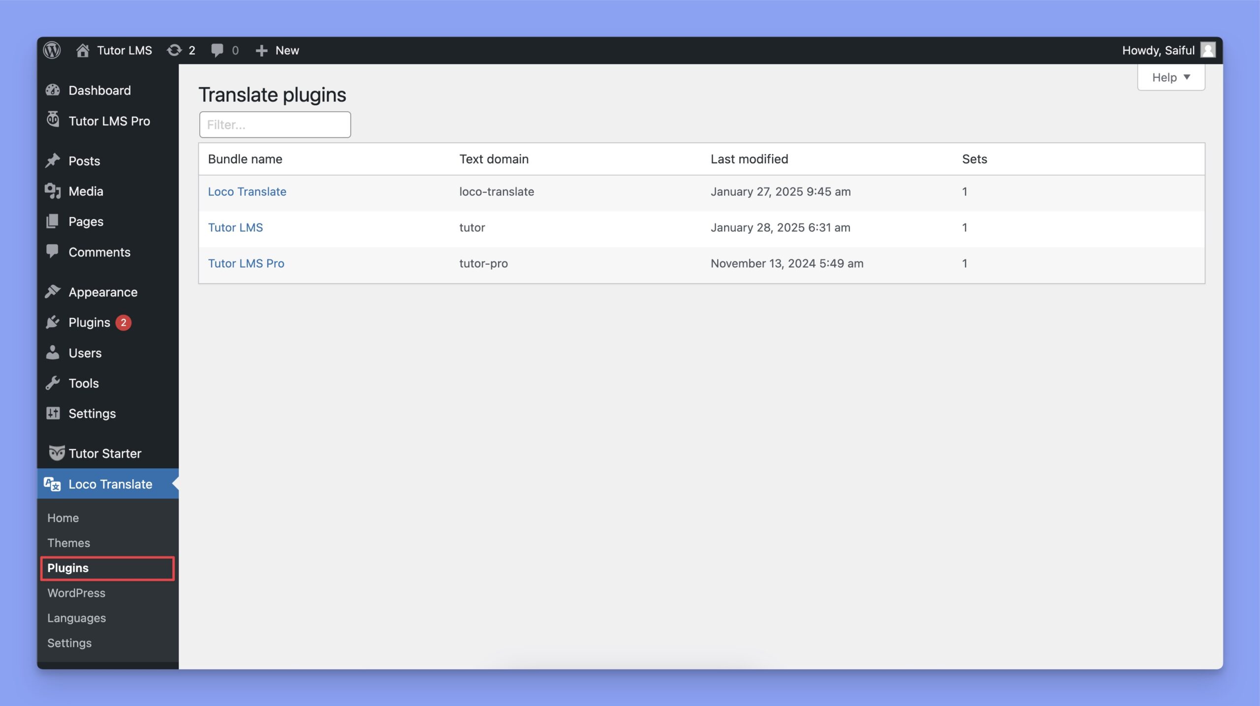 Translate Tutor LMS using Loco