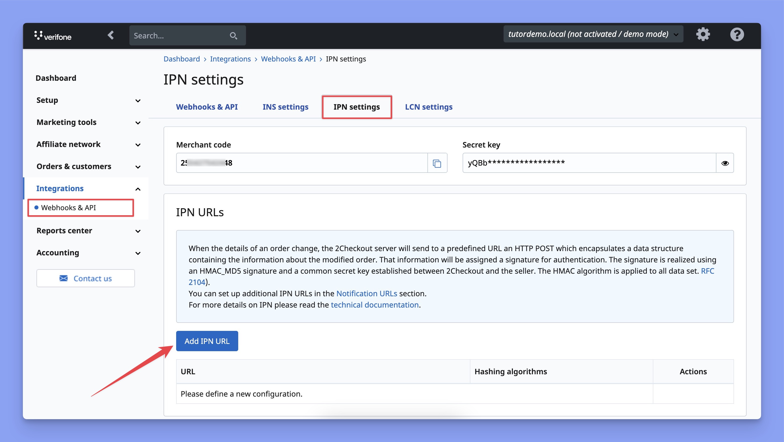 Add IPN URL