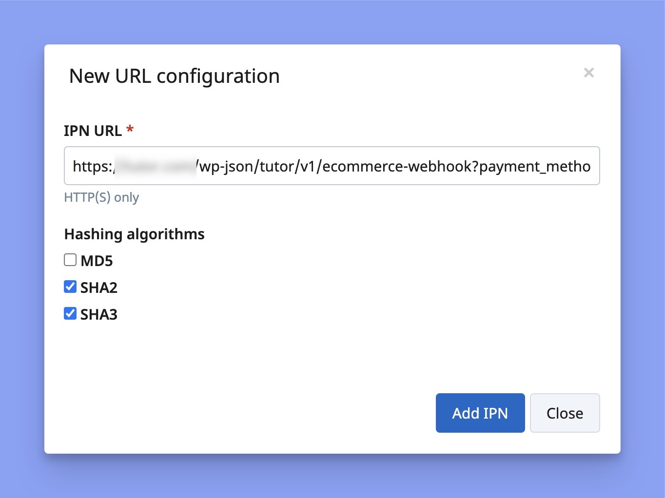 IPN URL configuration