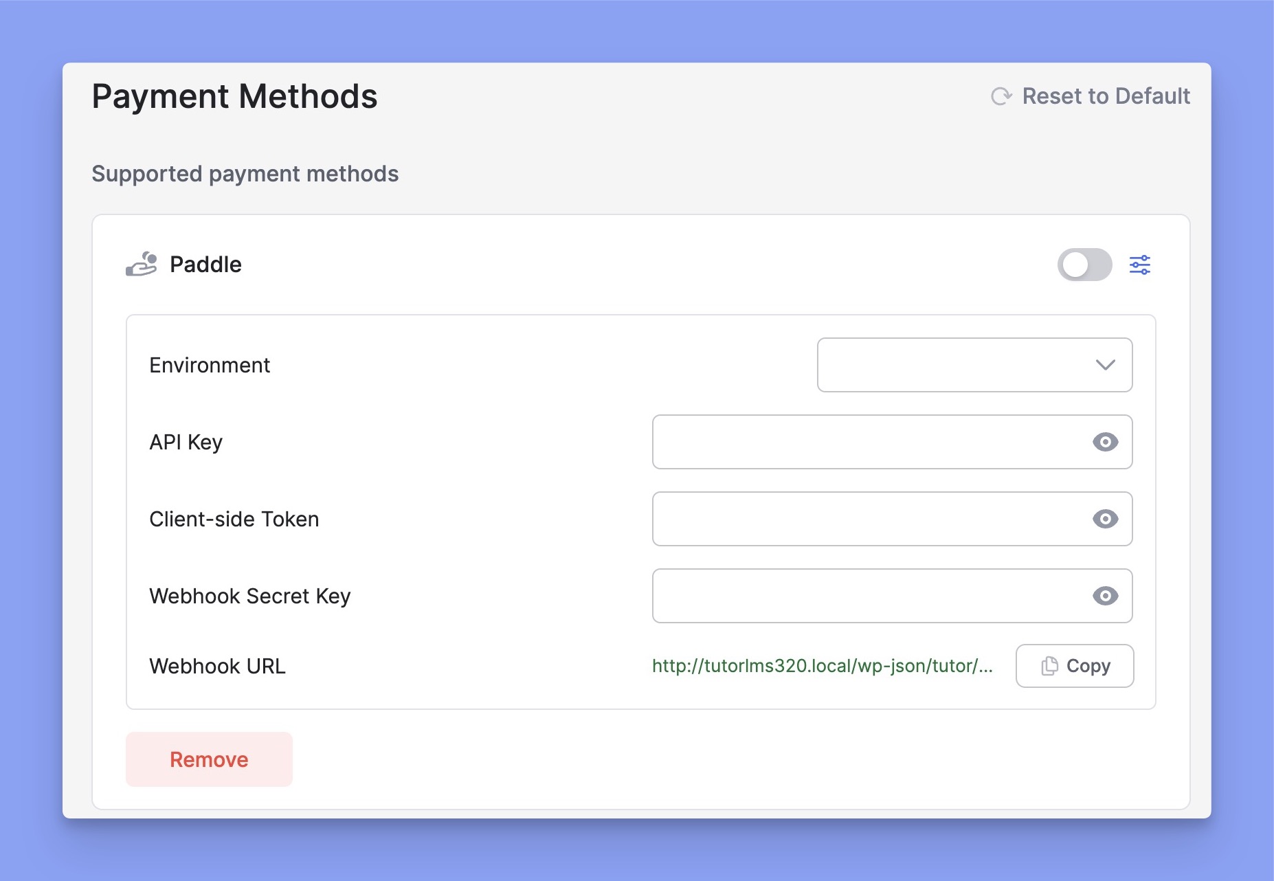 Enable Tutor LMS Paddle payments