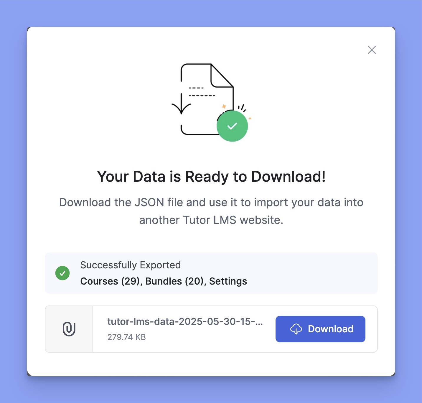 Download exported data