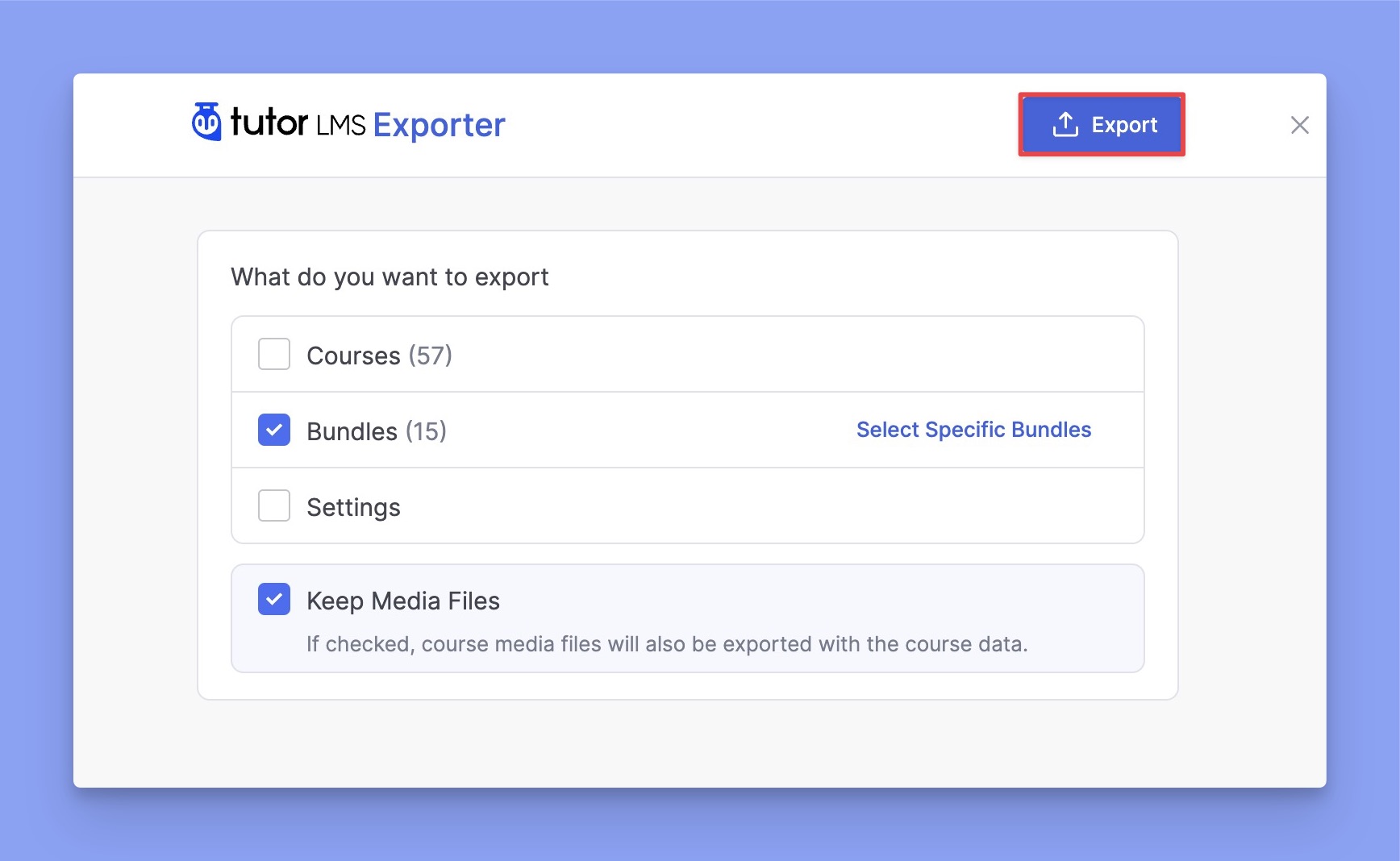 Course export button