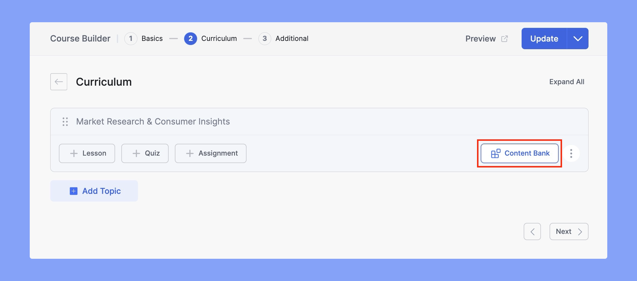 Adding Lessons and Assignments from Content Bank