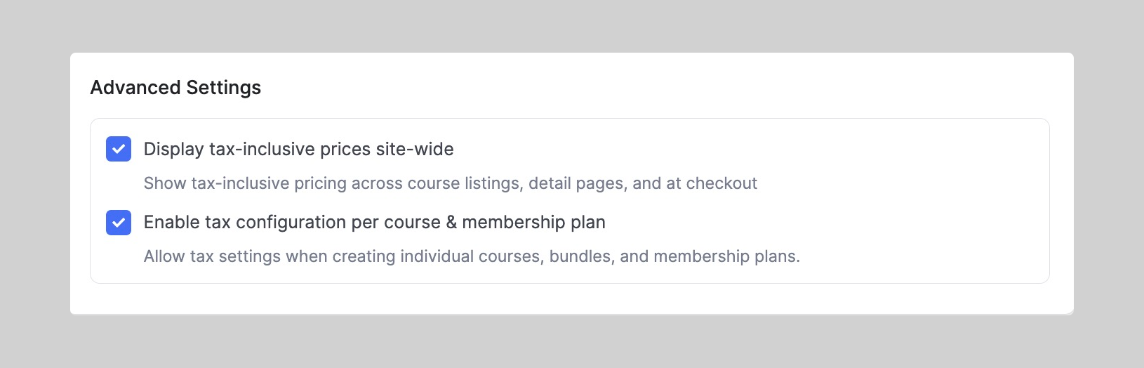 Advanced Tax Settings in Tutor LMS