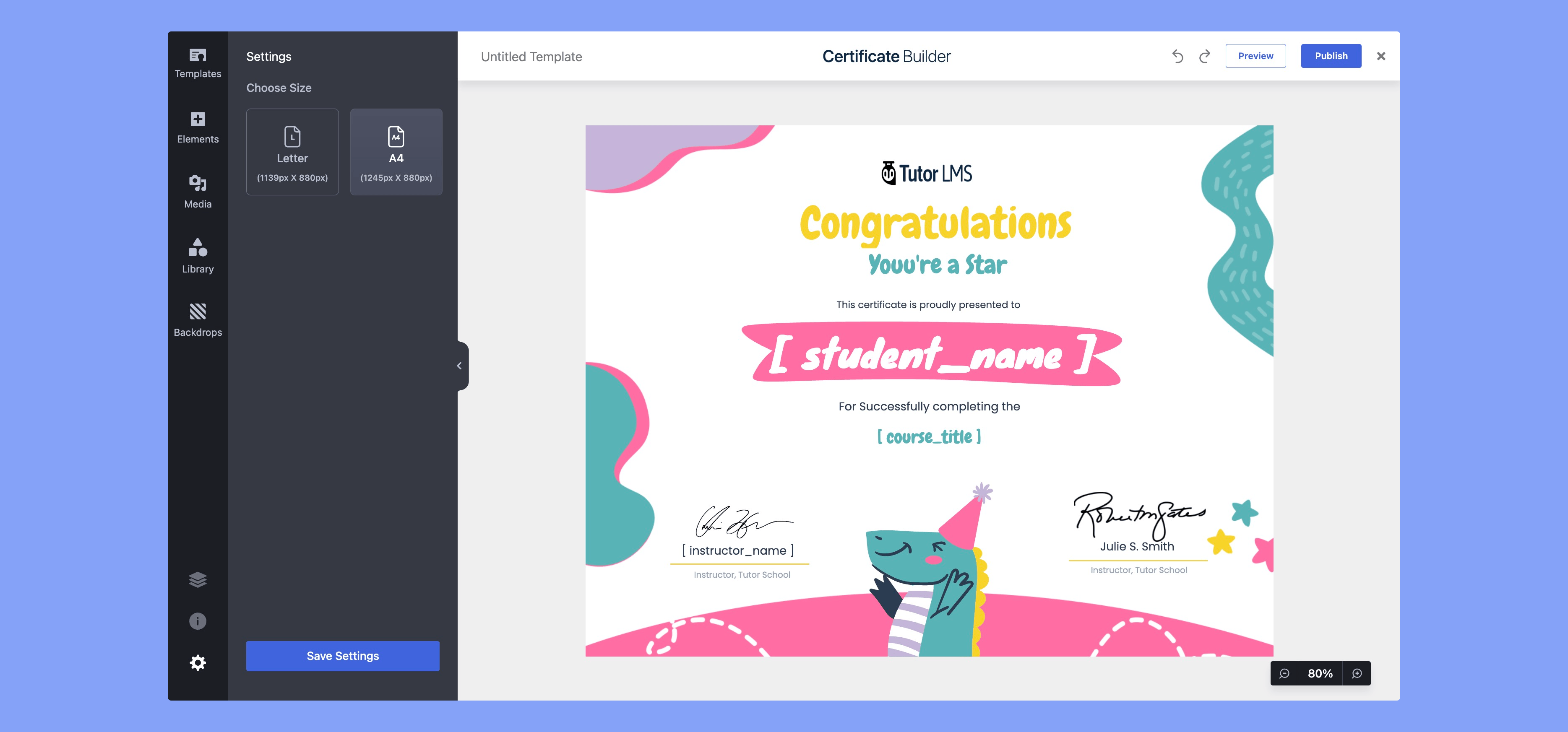 How to Set Certificate Size