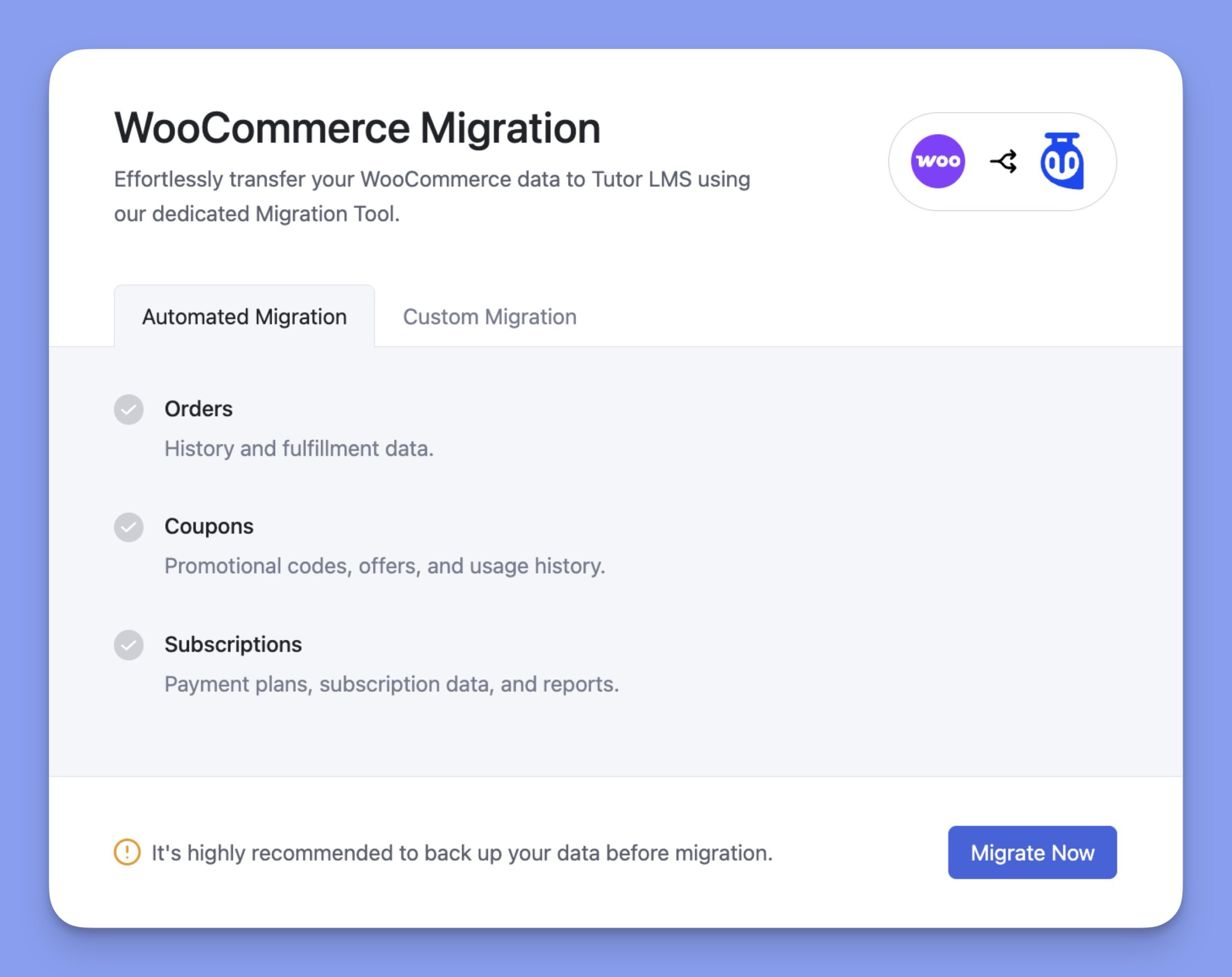 Automated Migration- WooCommerce to Tutor LMS Native eCommerce