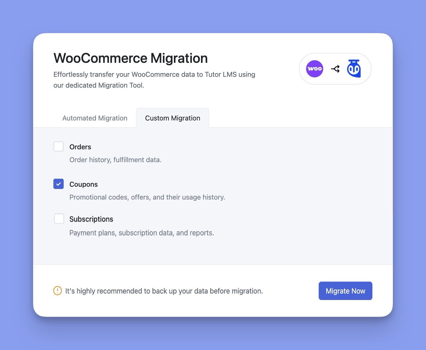 Custom Migration- WooCommerce Data to Tutor LMS Native eCommerce