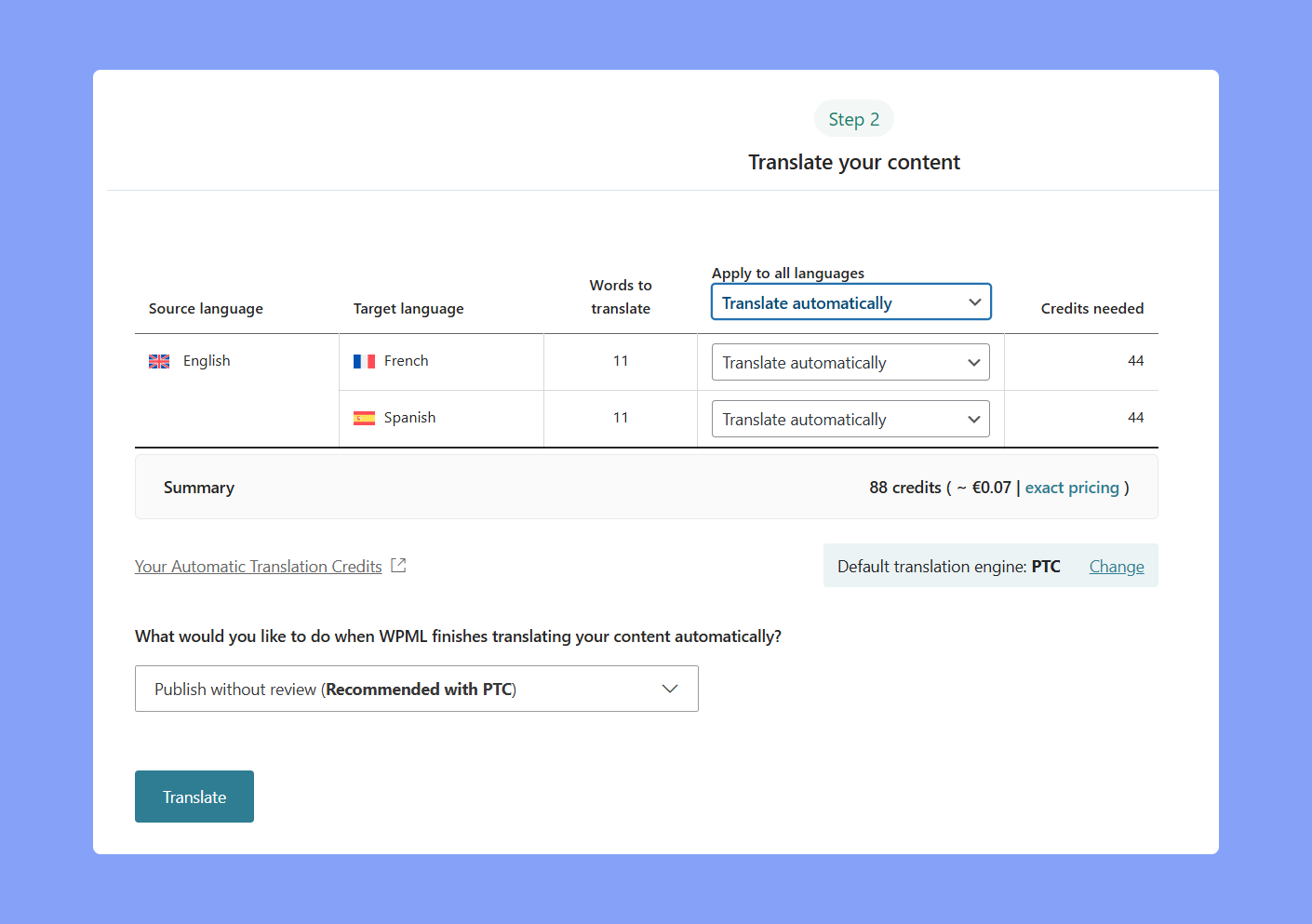 Choose how you want to translate your data