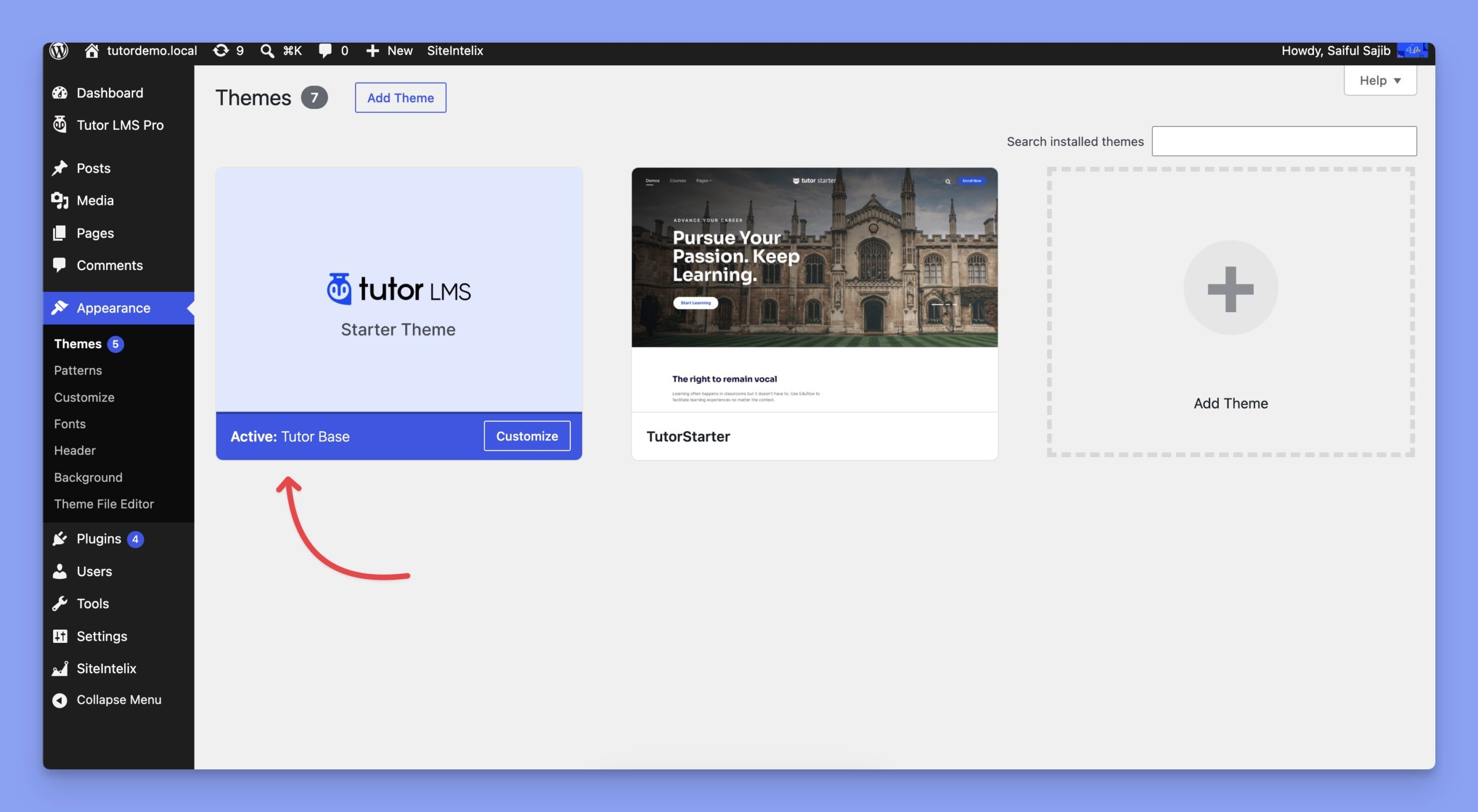Activate Tutor LMS base theme